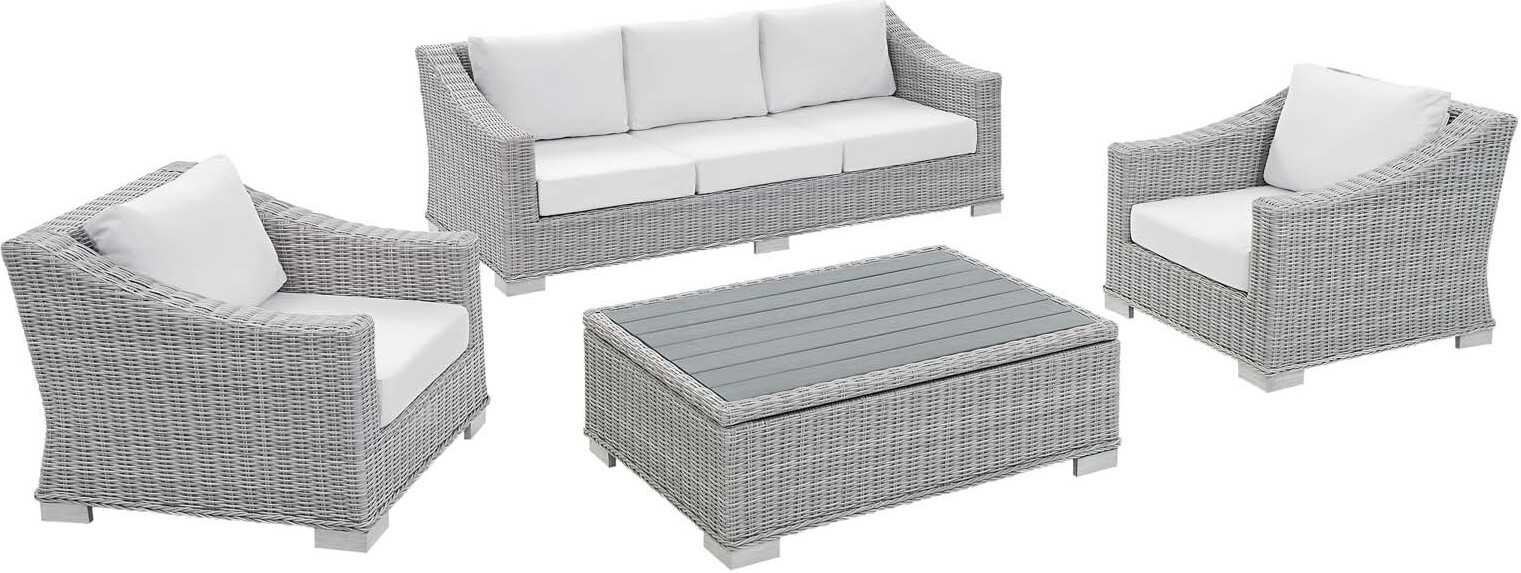 Conway Sunbrella Outdoor Patio Wicker Rattan 4 Piece Furniture Set Eei 4359 Lgr Whi 1stopbedrooms - Rattan Outdoor Patio Furniture Set Conway Sunbrella Outdoor Patio Wicker Rattan 4 Piece Furniture Set Eei 4359 Lgr Whi 1stopbedrooms - Rattan Outdoor Patio Furniture Set