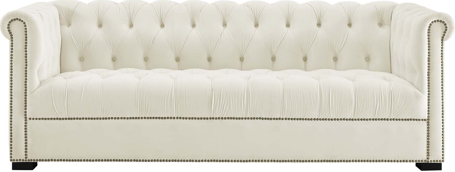 Modway Heritage Upholstered Velvet Sofa - Ivory