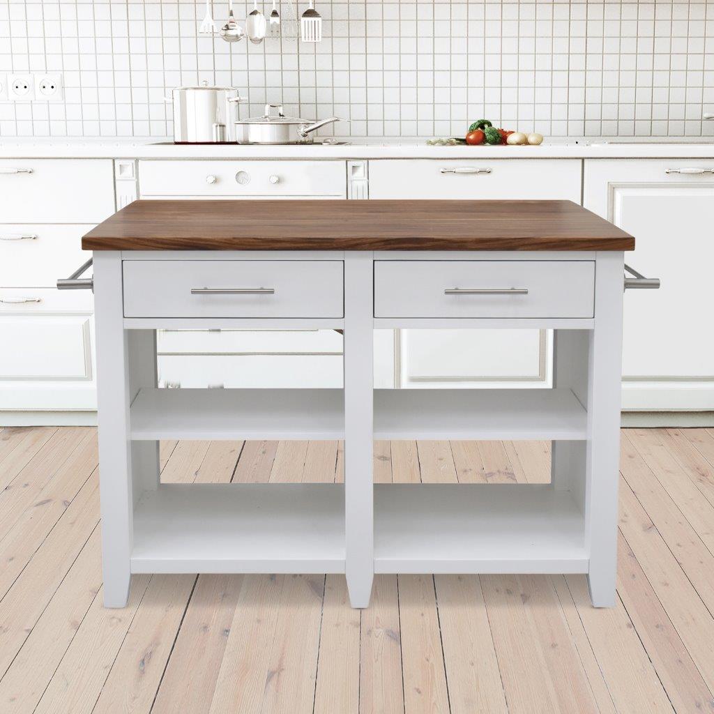 Hilton White Counter Height Extendable Kitchen Island 1stopbedrooms