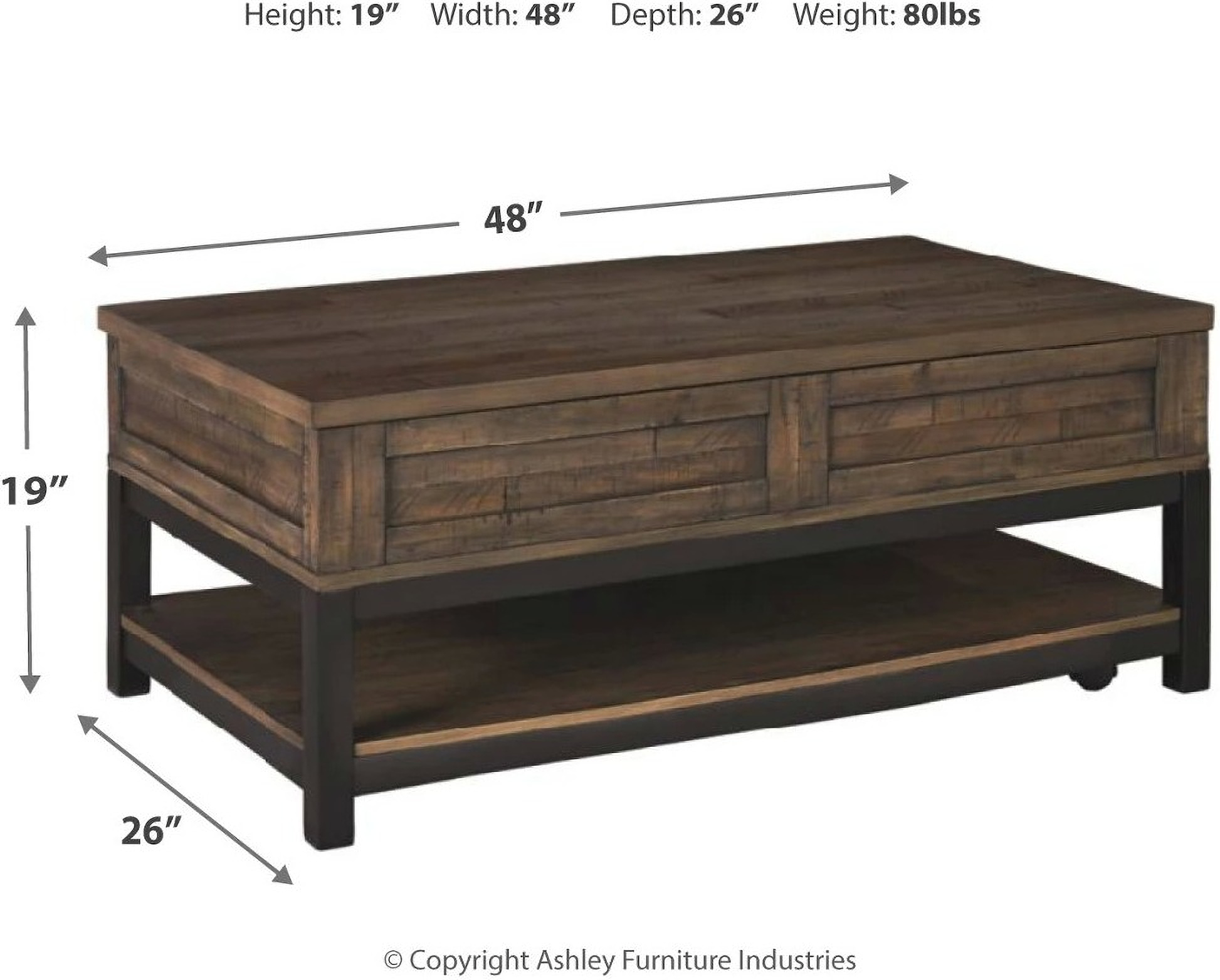 Johurst Grayish Brown Coffee Table Lift Top 1StopBedrooms.