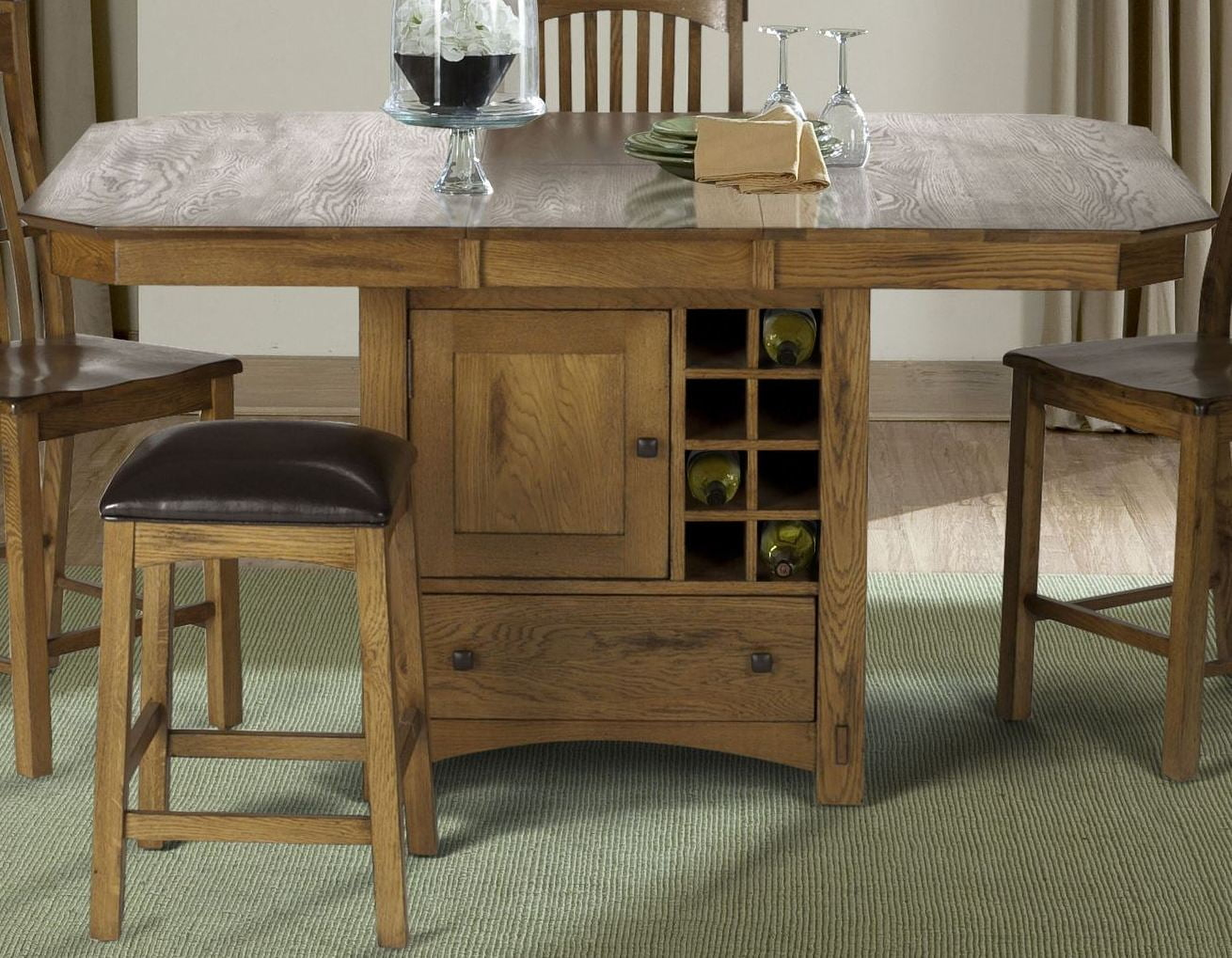 Laurelhurst 66 Rustic Oak Extendable Rectangular Gathering Height Dining Table 1stopbedrooms