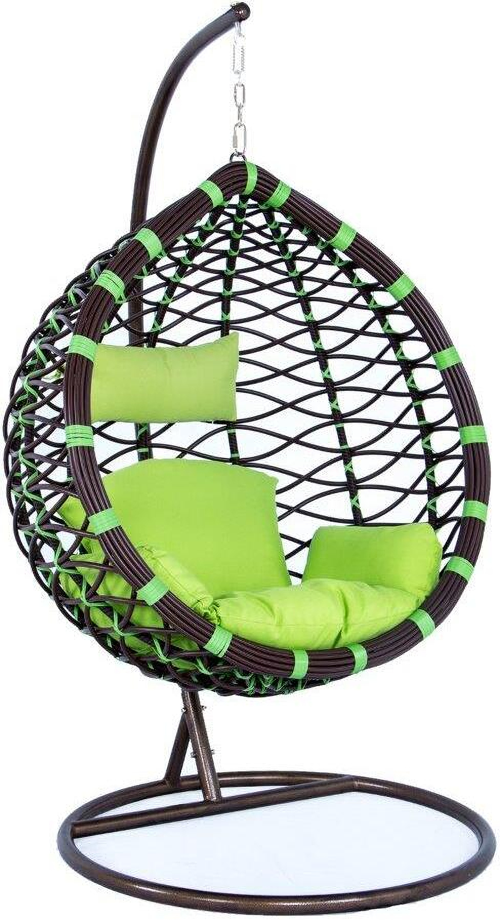 Leisuremod Egg Green Wicker Hanging Swing Chair 1stopbedrooms