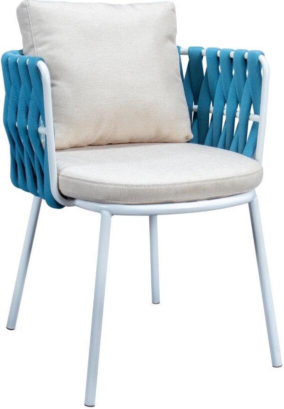 Leisuremod Spencer Blue Rope Outdoor Patio Dining Chair With Cushions 1stopbedrooms