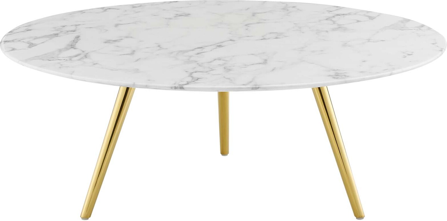 Lippa Gold And White 40 Inch Round Artificial Marble Coffee Table With Tripod Base Eei 3672 Gld Whi 1stopbedrooms Lippa Gold And White 40 Inch Round, 40 Inch Round Coffee Table