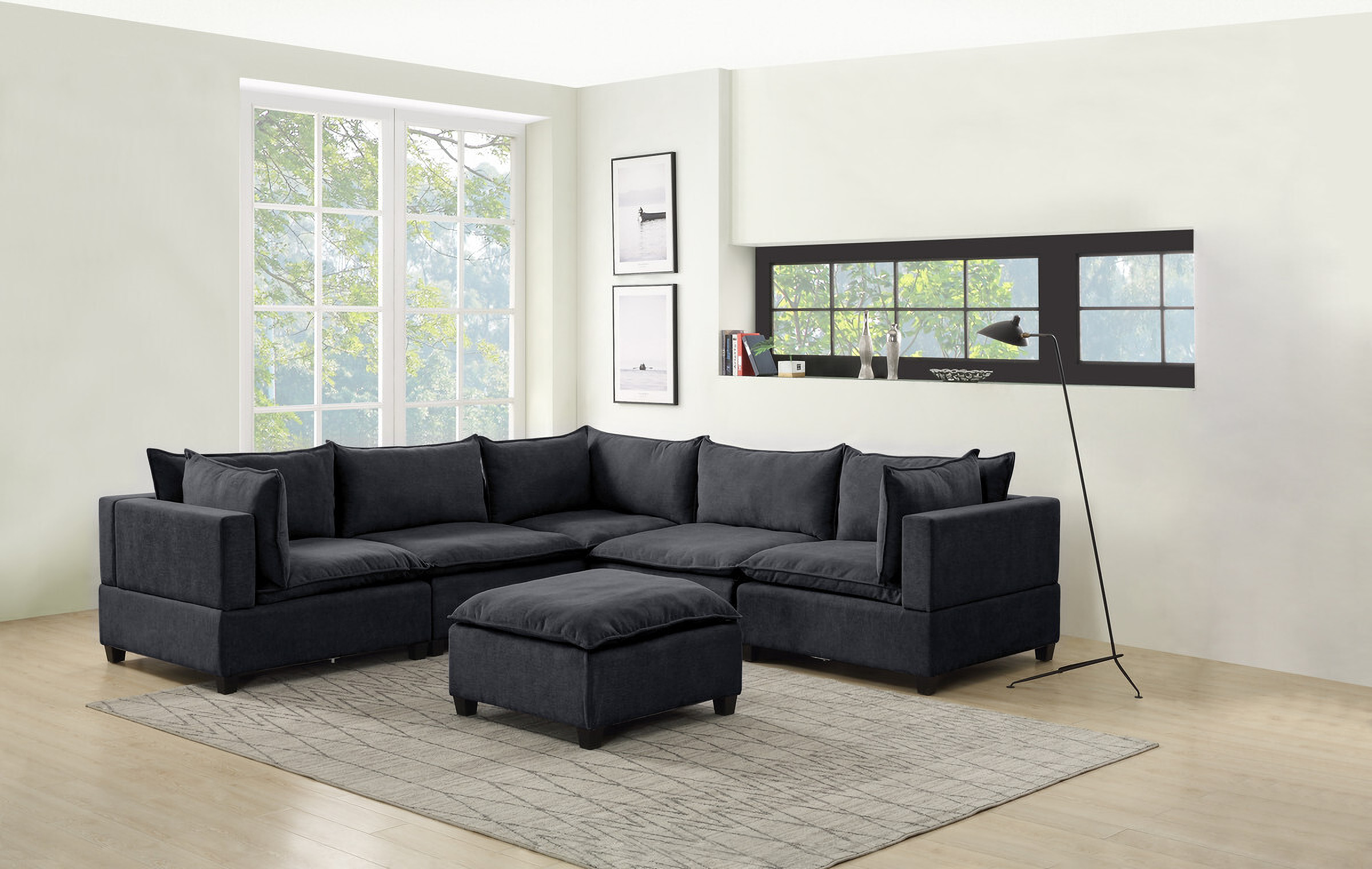 Madison Dark Gray Fabric 6 Piece Modular Sectional Sofa With Ottoman 1stopbedrooms - Sectional Sofa With Ottoman Madison Dark Gray Fabric 6 Piece Modular Sectional Sofa With Ottoman 1stopbedrooms - Sectional Sofa With Ottoman