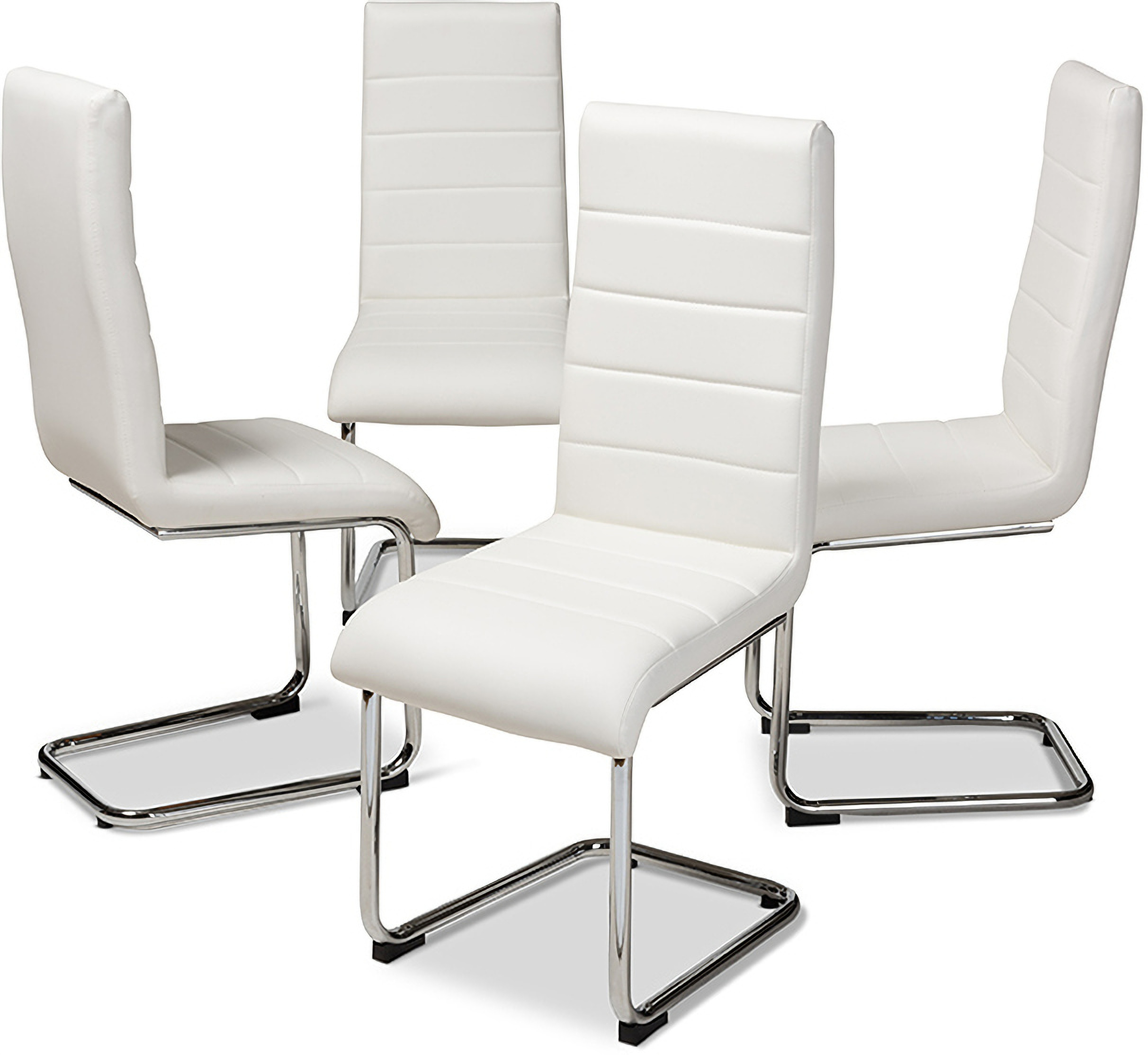 Marlys Modern And Contemporary White Faux Leather Upholstered Dining Chair Set Of 4 1stopbedrooms