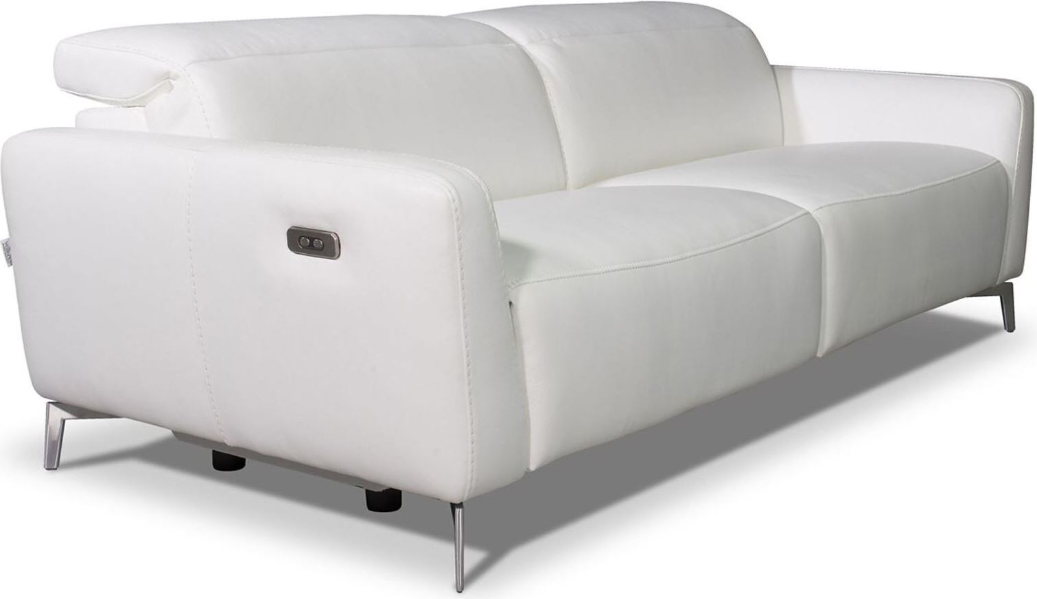 Modena White Leather Power Reclining Sofa 1stopbedrooms Modena White Leather Power Reclining, Modern Recliner Sofa Uk