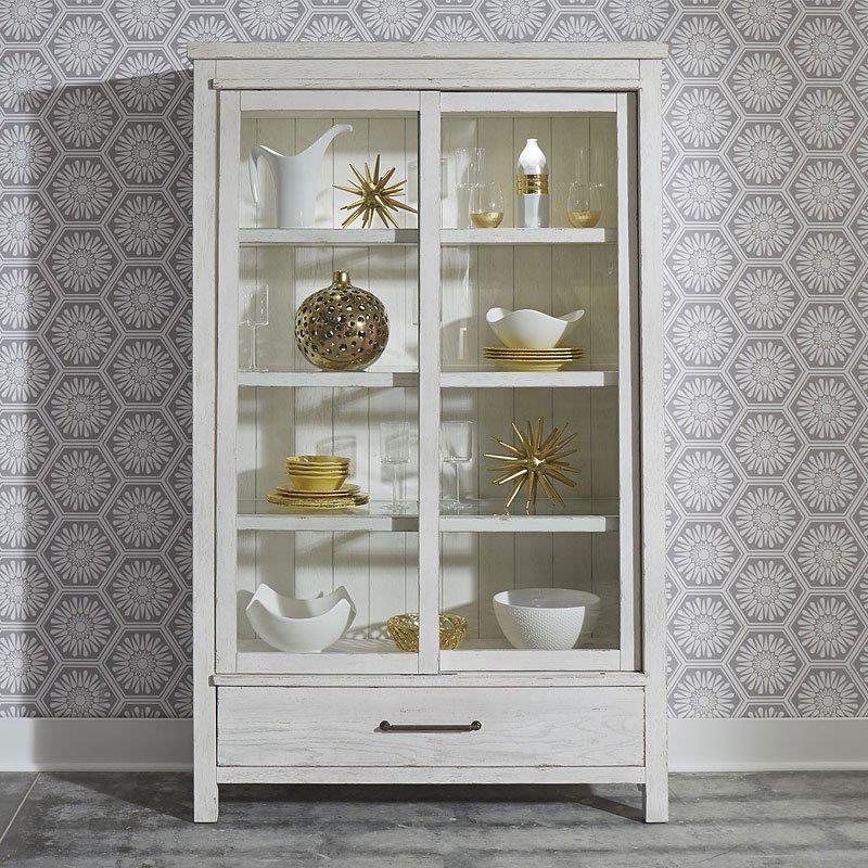 Modern Farmhouse Display Cabinet Aged White 1stopbedrooms