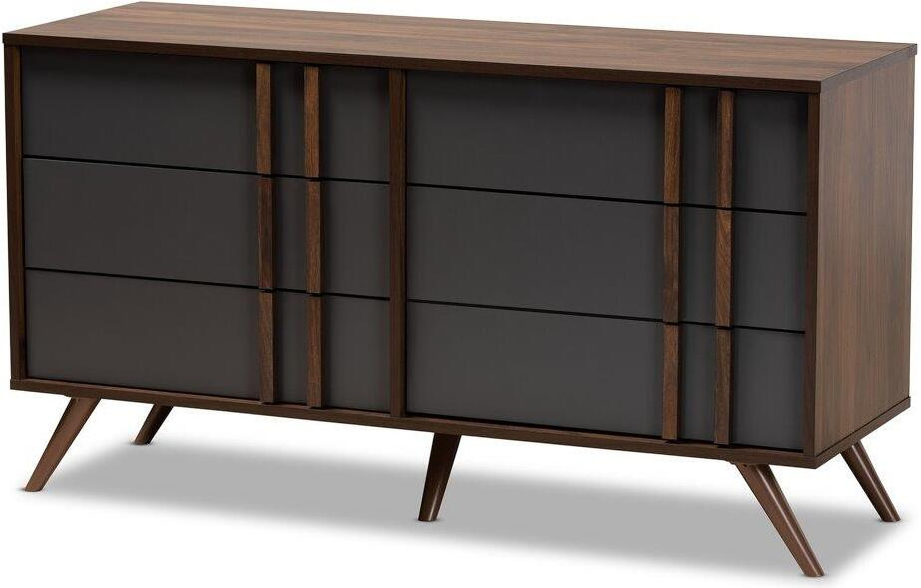 Naoki Modern And Contemporary Two Tone Grey And Walnut Finished Wood 6 Drawer Bedroom Dresser 1stopbedrooms 2010s american modern wood dressers. naoki modern and contemporary two tone grey and walnut finished wood 6 drawer bedroom dresser