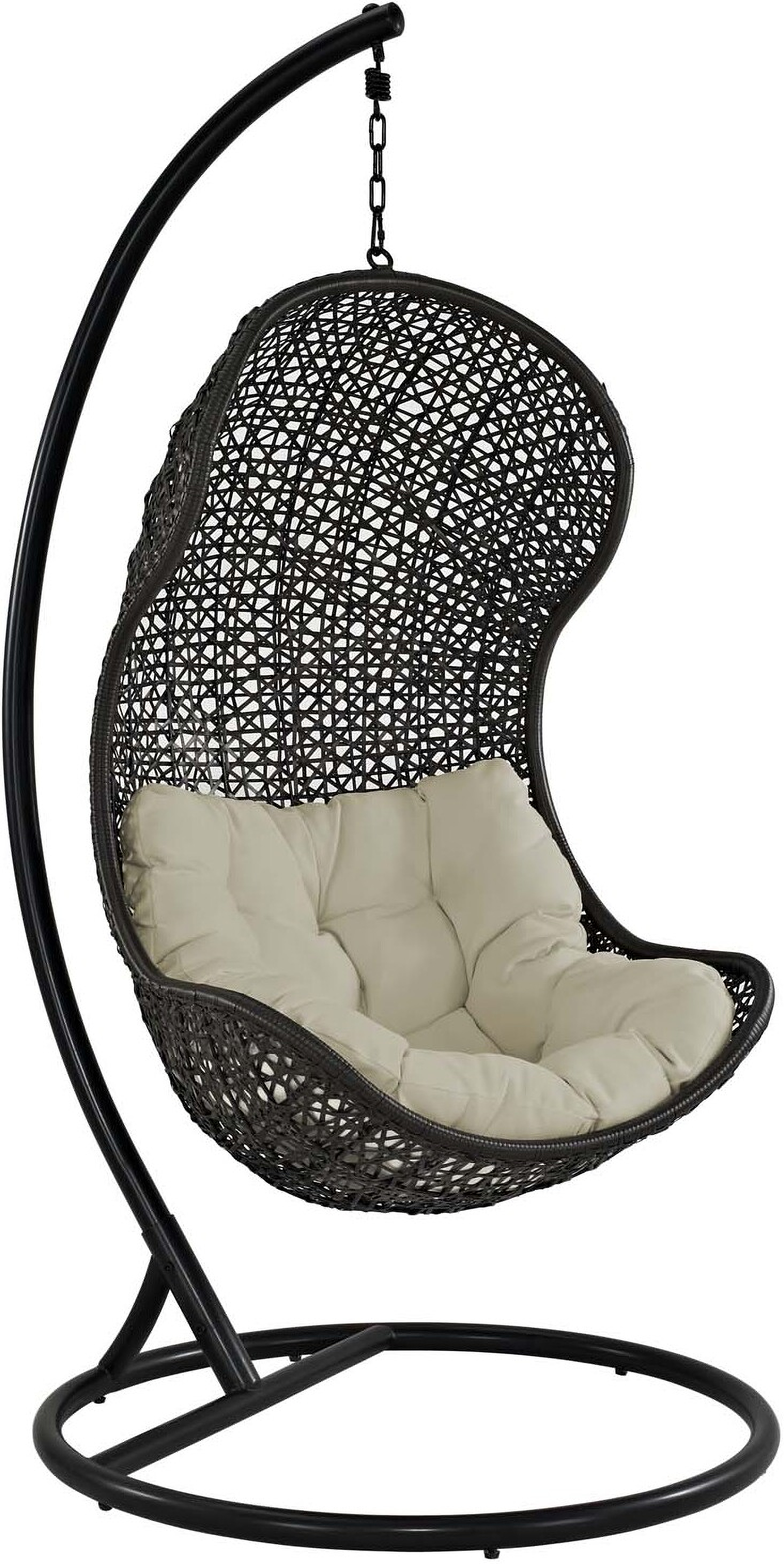 Parlay Espresso Beige Swing Outdoor Patio Fabric Lounge Chair Eei 806 Set 1stopbedrooms