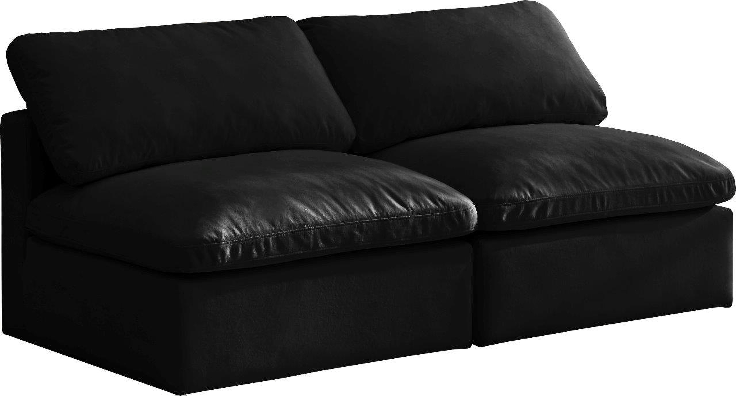 Plush Black Velvet Standard Cloud Modular Sofa 602black S2 1stopbedrooms Plush Black Velvet Standard Cloud, Plush Leather Sofa Bed
