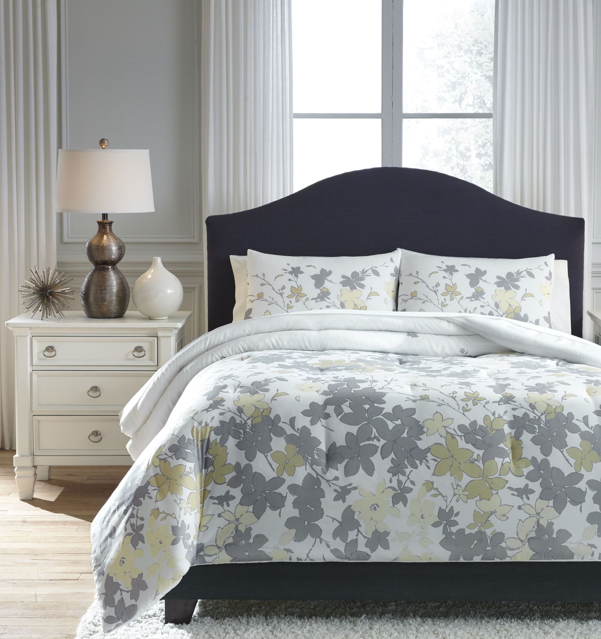 Maureen Gray And Yellow King Comforter Set 1stopbedrooms