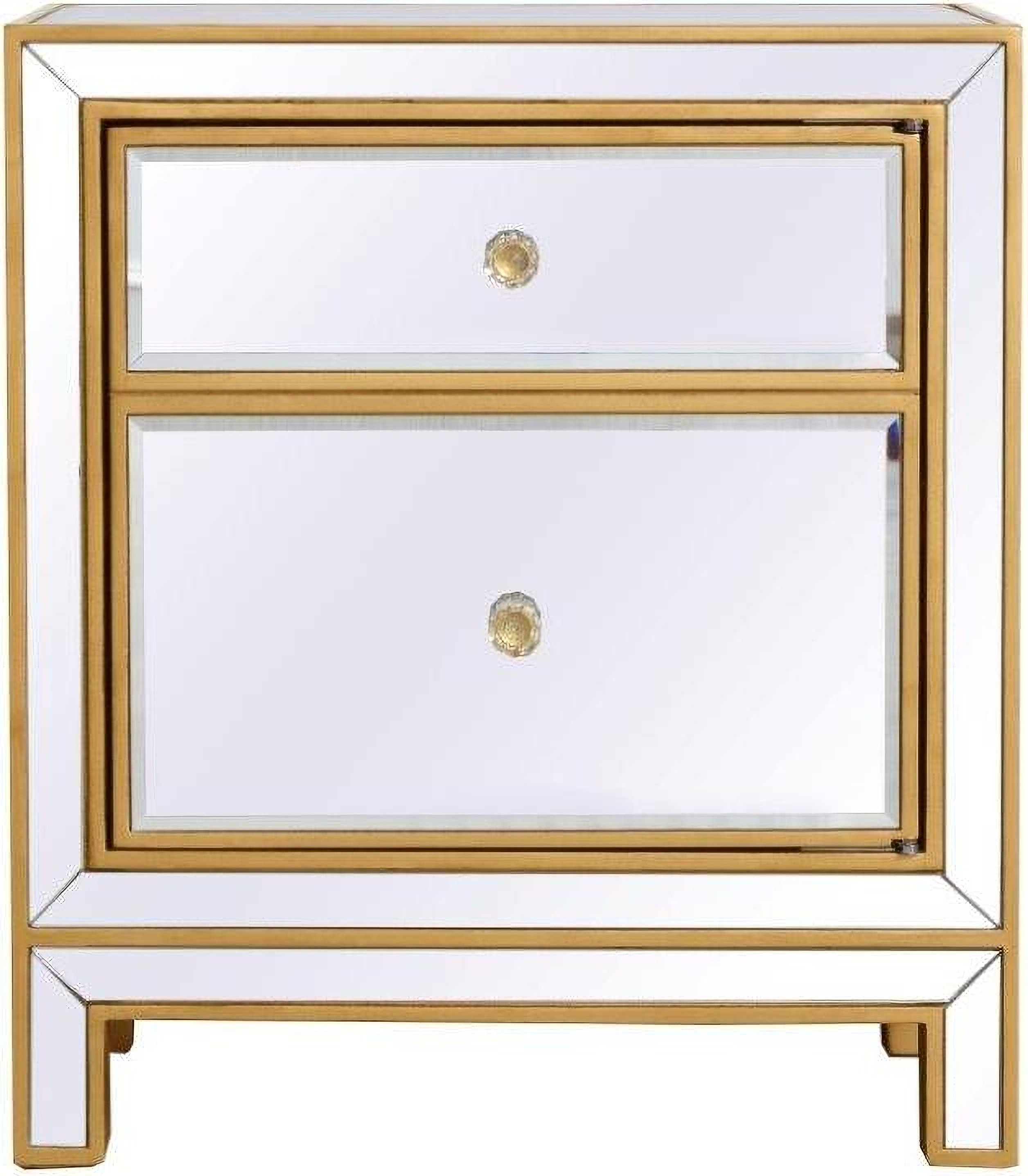 Mirrored nightstand with gold trim