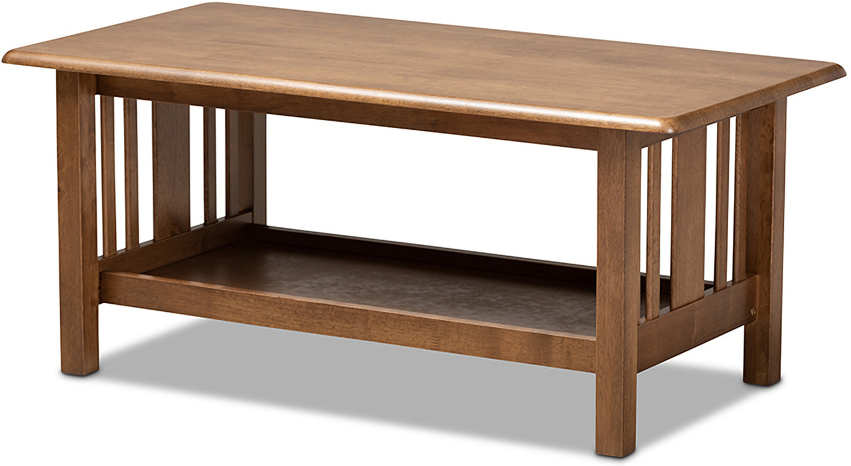 Rylie Traditional Transitional Mission Style Walnut Brown Finished Rectangular Wood Coffee Table 1stopbedrooms