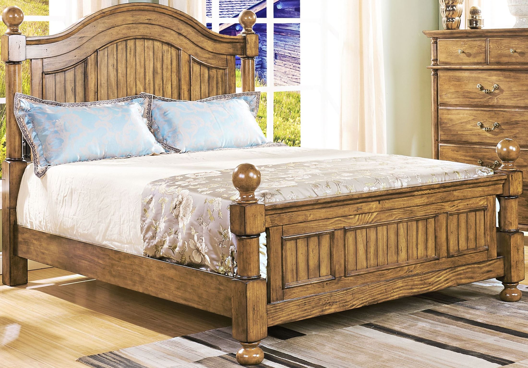 Cumberland Antique Pine Poster Bedroom Set 1stopbedrooms