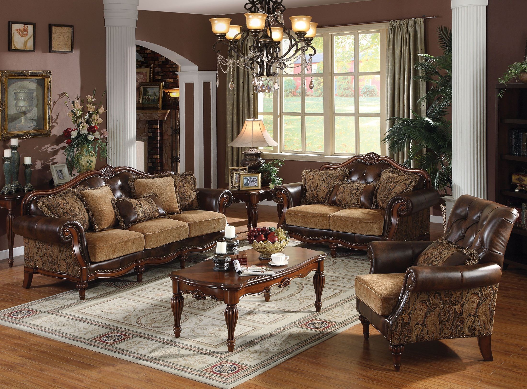 Two Tone Brown Living Room Set