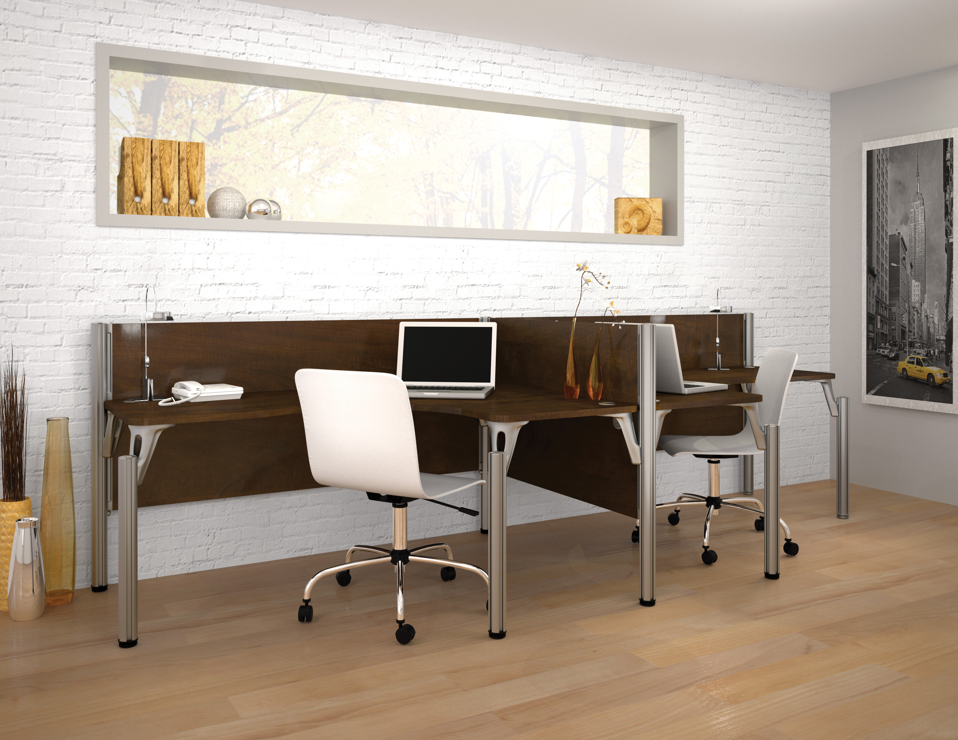Pro Biz Chocolate Double Side By Side L Desk Workstation