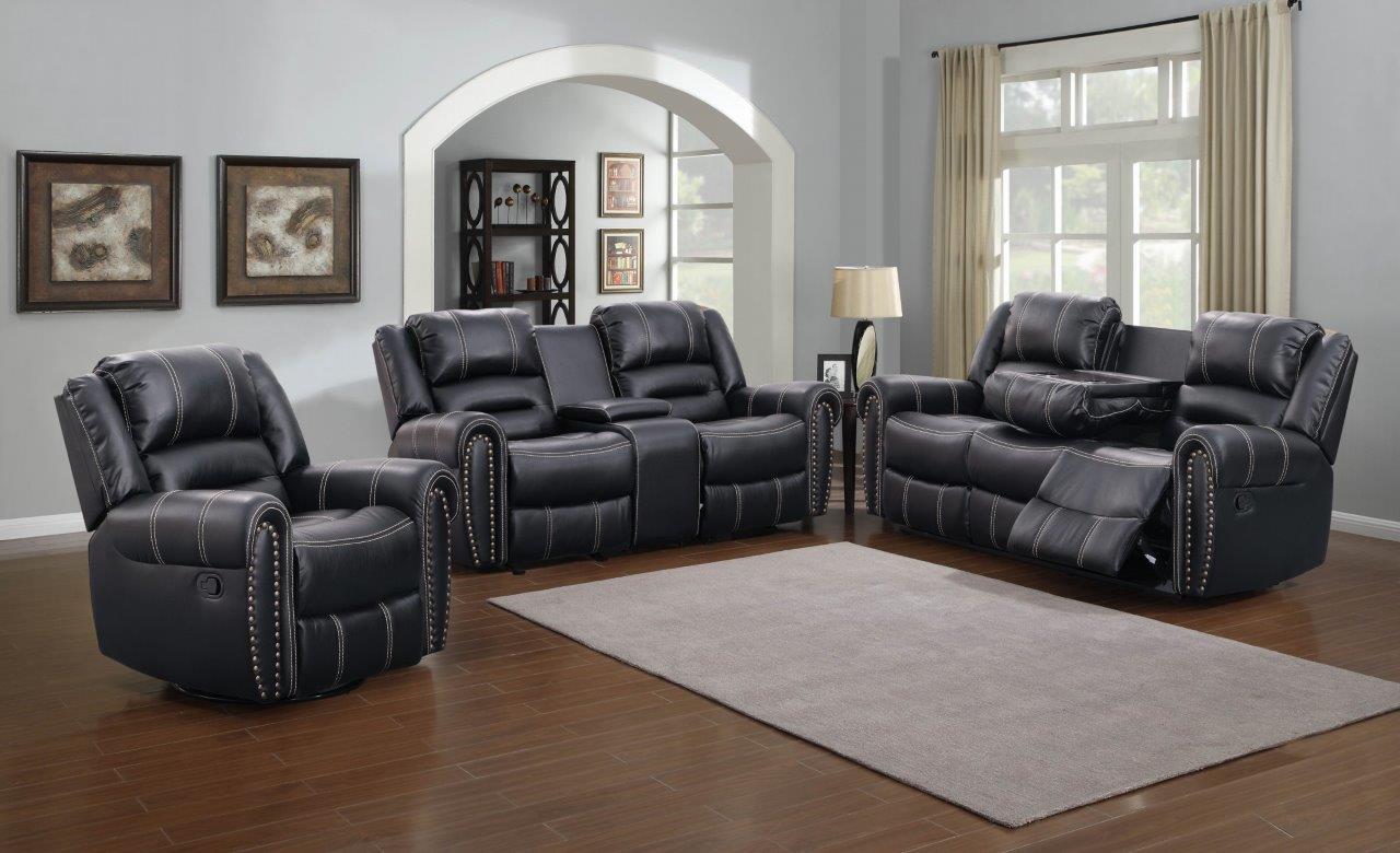 Braxton Black Sofa With Dropdown Table 1stopbedrooms