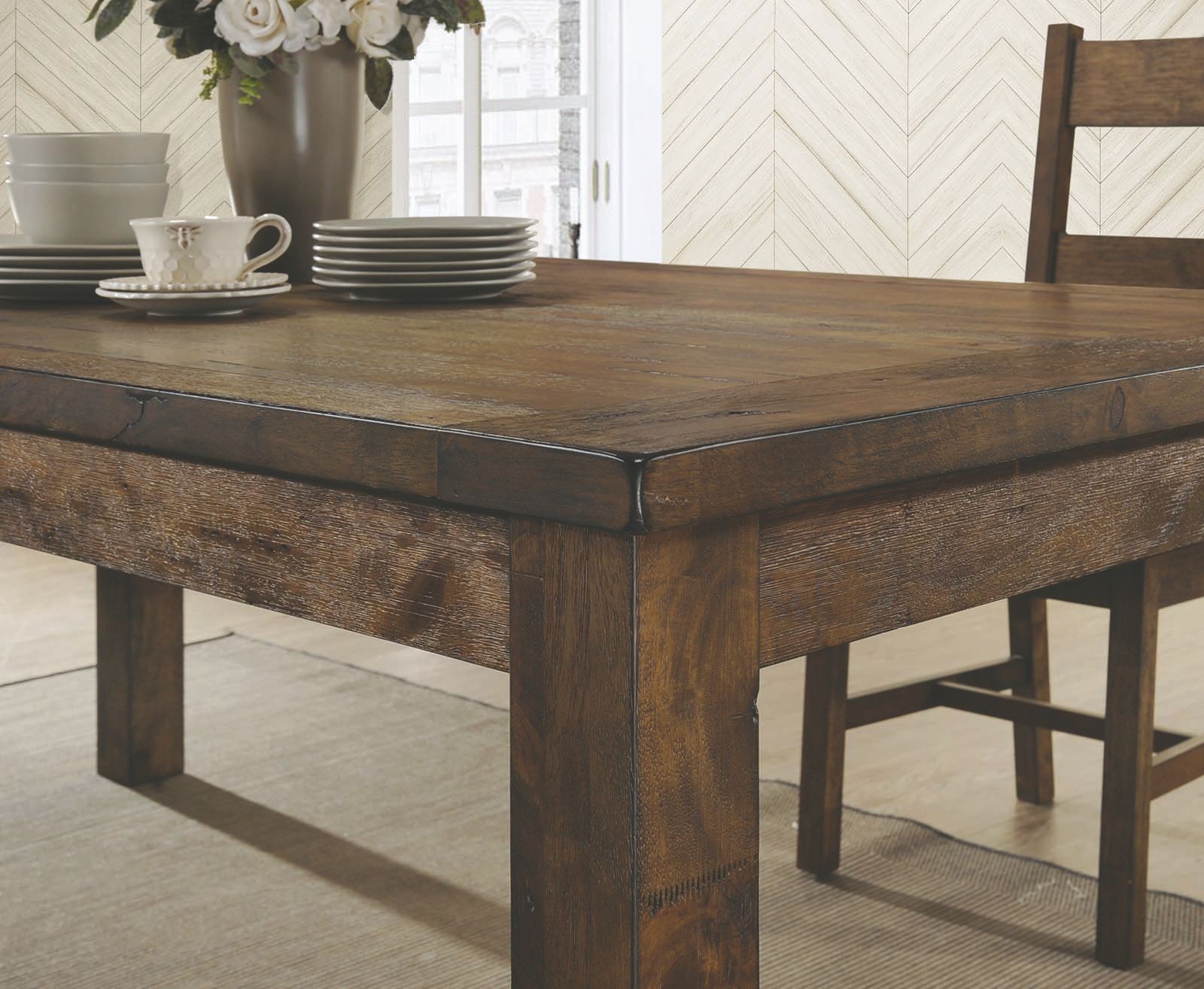 rustic brown dining room table