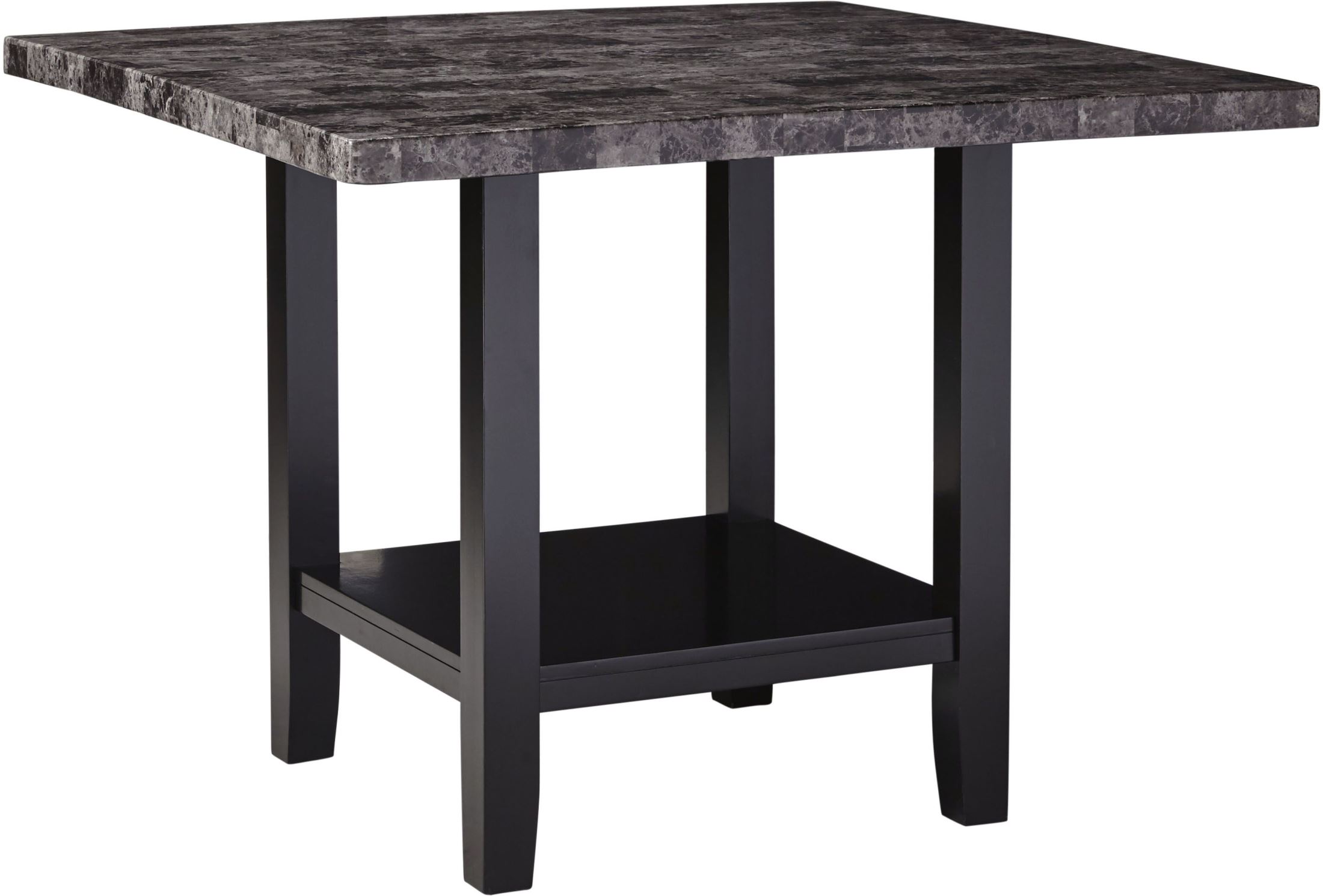 Caspian Black Faux Marble Counter Height Dining Room Set