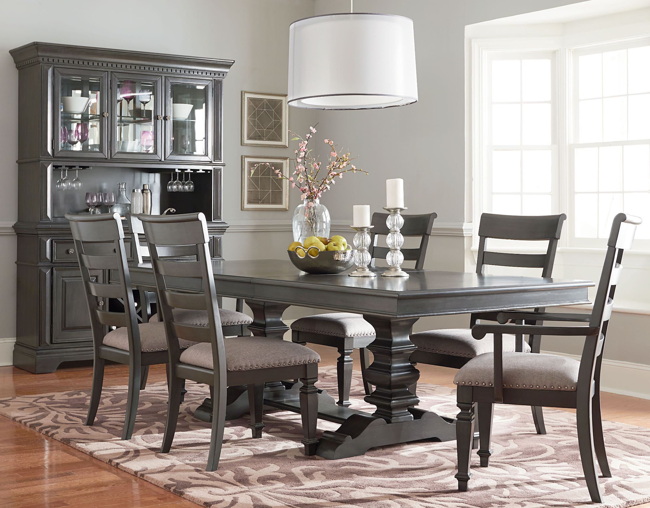 Garrison Burnished Grey Extendable Trestle Dining Room Set Garrison Burnished Grey Extendable Trestle Dining Room Set Media Gallery