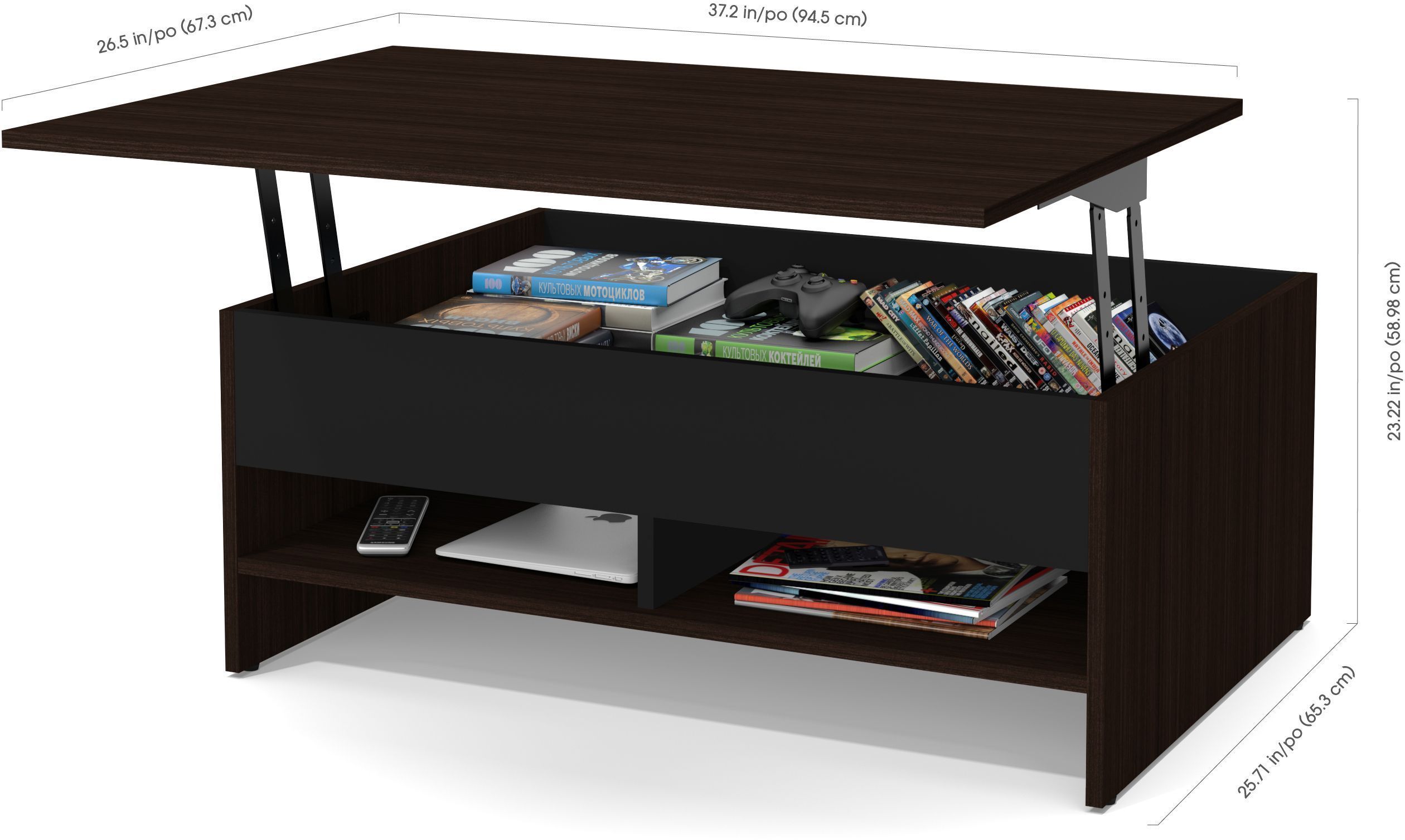 Small Space Dark Chocolate And Black Lift Top Storage
