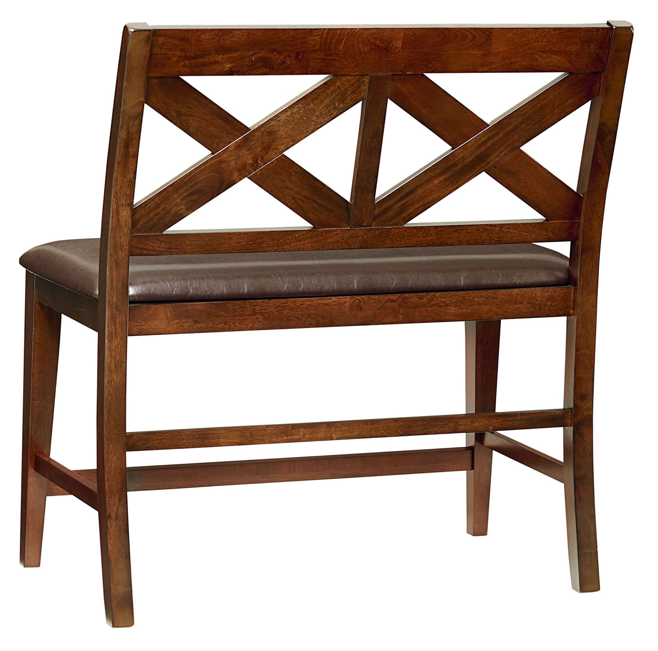 Omaha Burnished Saddle Brown X Back Counter Height Bench