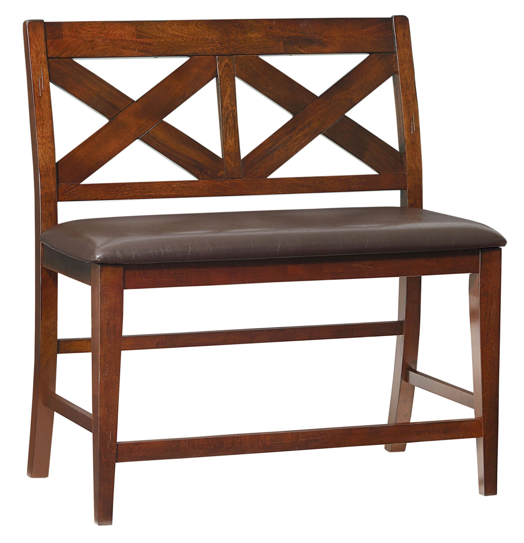 Omaha Burnished Saddle Brown X Back Counter Height Bench 1StopBedrooms