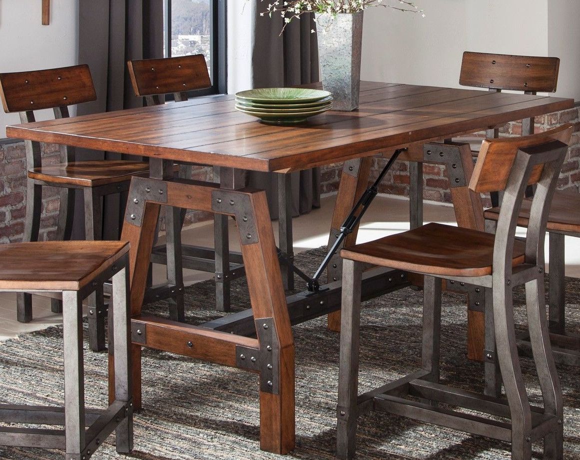 Holverson Brown Milk Crate Counter Height Dining Room Set