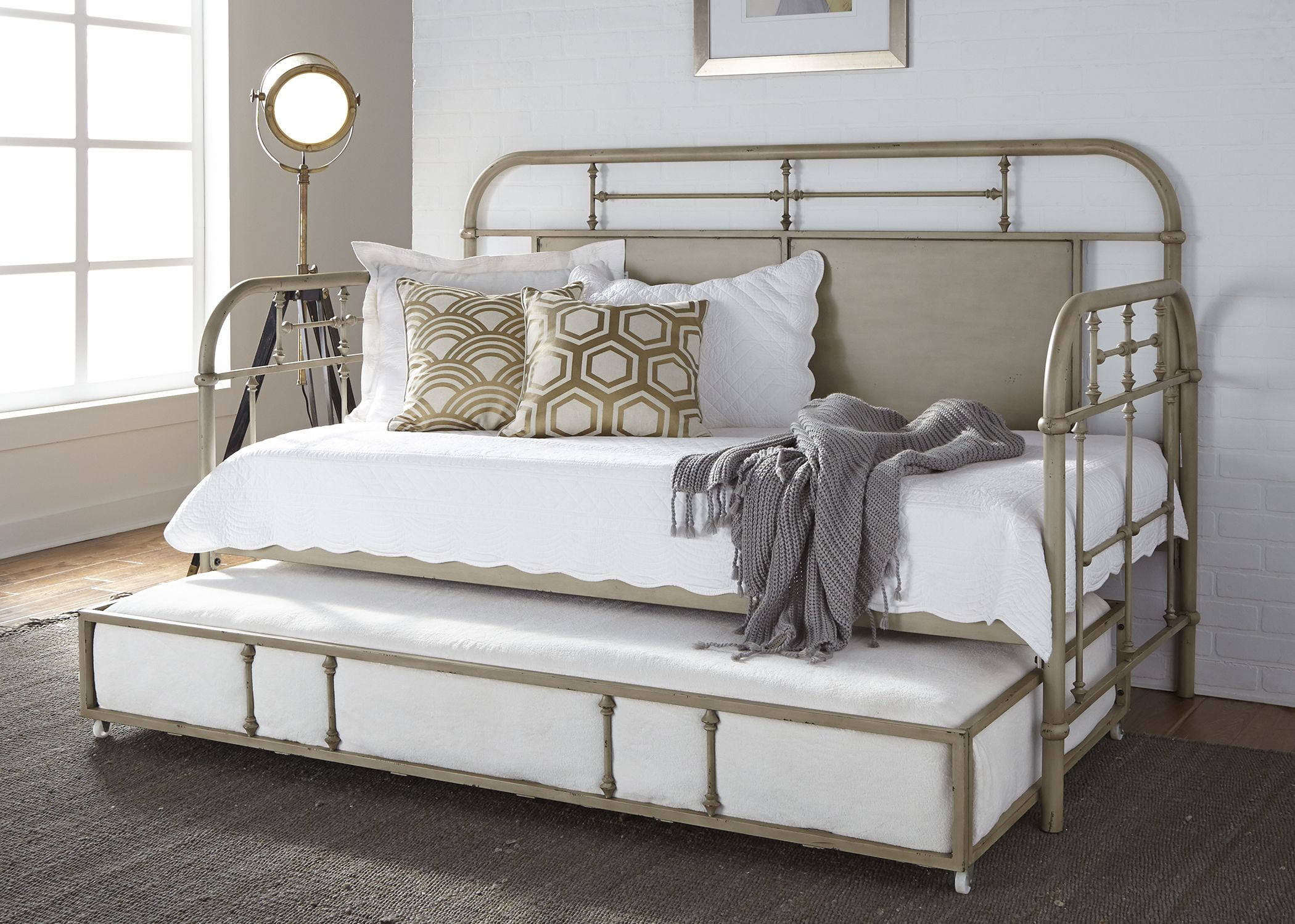 Vintage Distressed Vintage White Twin Metal Daybed With Trundle 1stopbedrooms