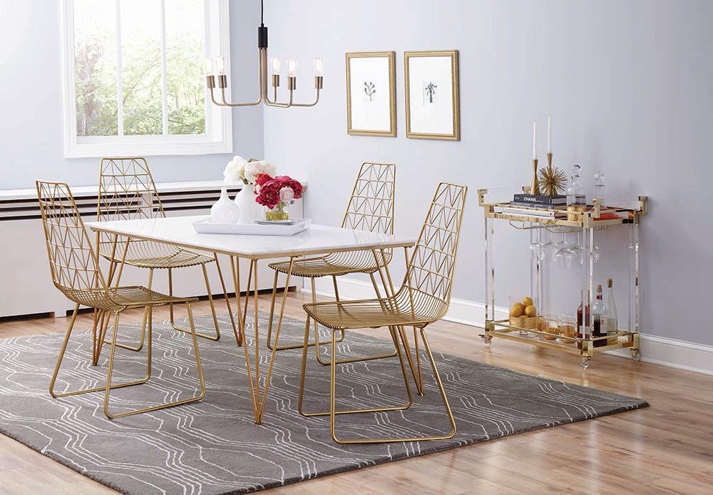 Anastasia White And Gold Dining Room Set