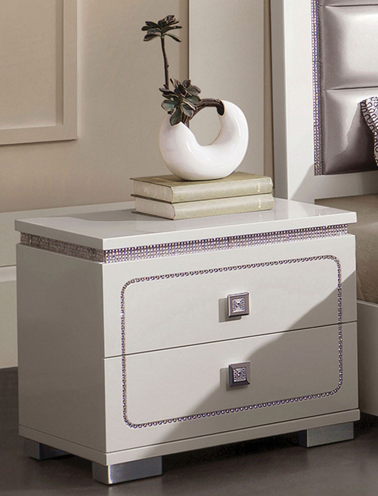 Valentina White High Gloss Nightstand 1stopbedrooms