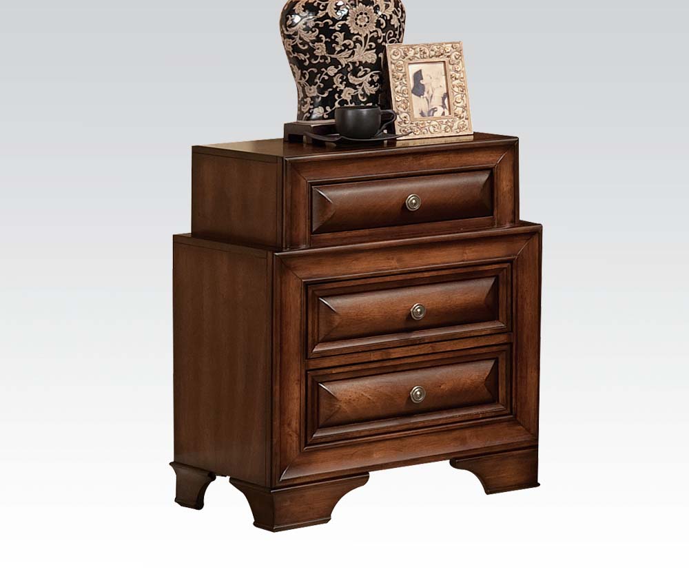 Acme Konane Nightstand With Curved Beveled Front Panels In Brown Cherry 20456 1stopbedrooms