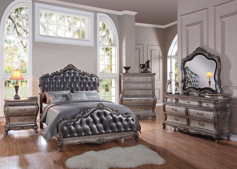 Acme Chantelle Old World Style Dresser In Antique Platinum 20545 1stopbedrooms