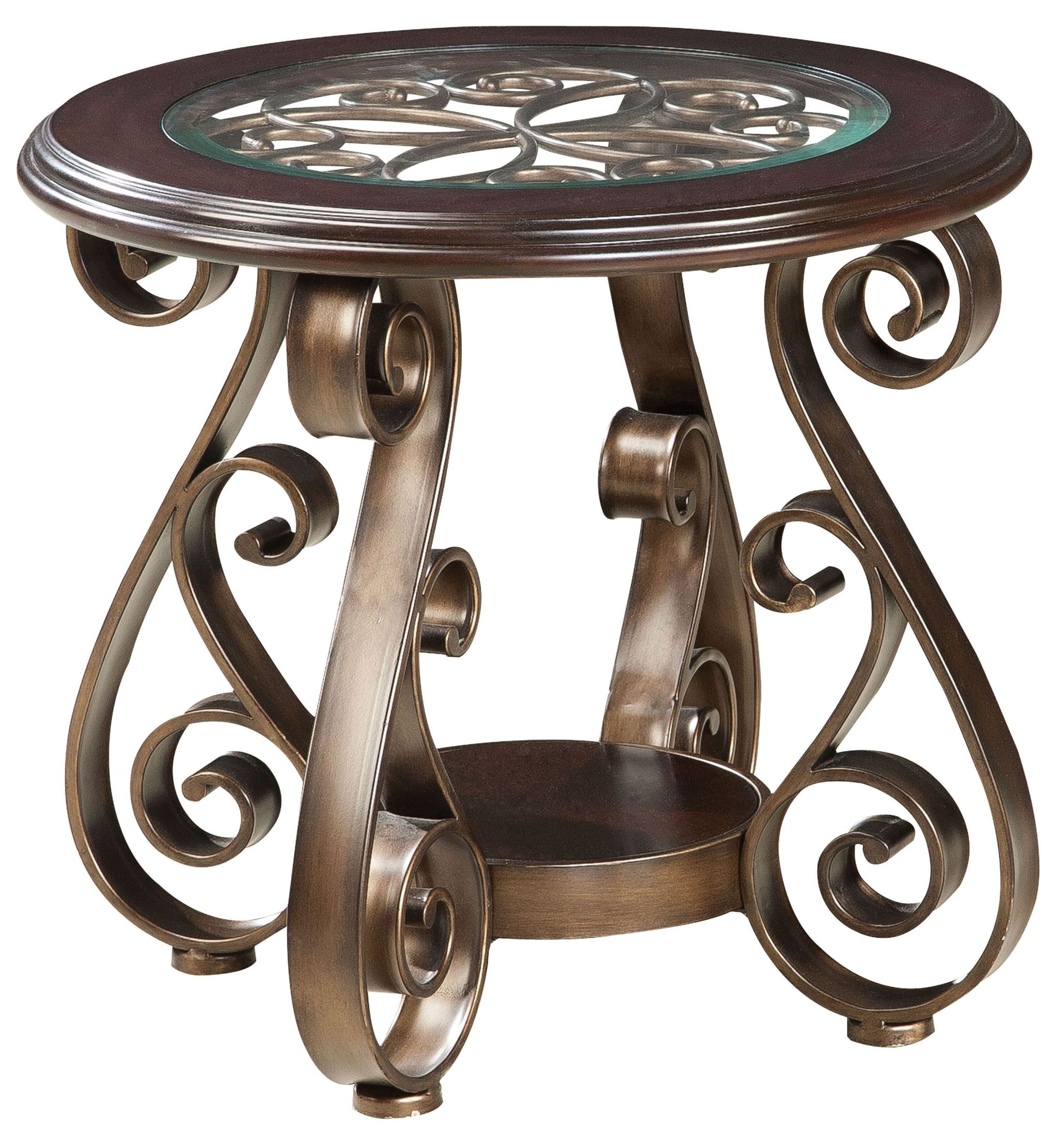 Bombay Dark Cherry Round Glass Top End Table 1stopbedrooms