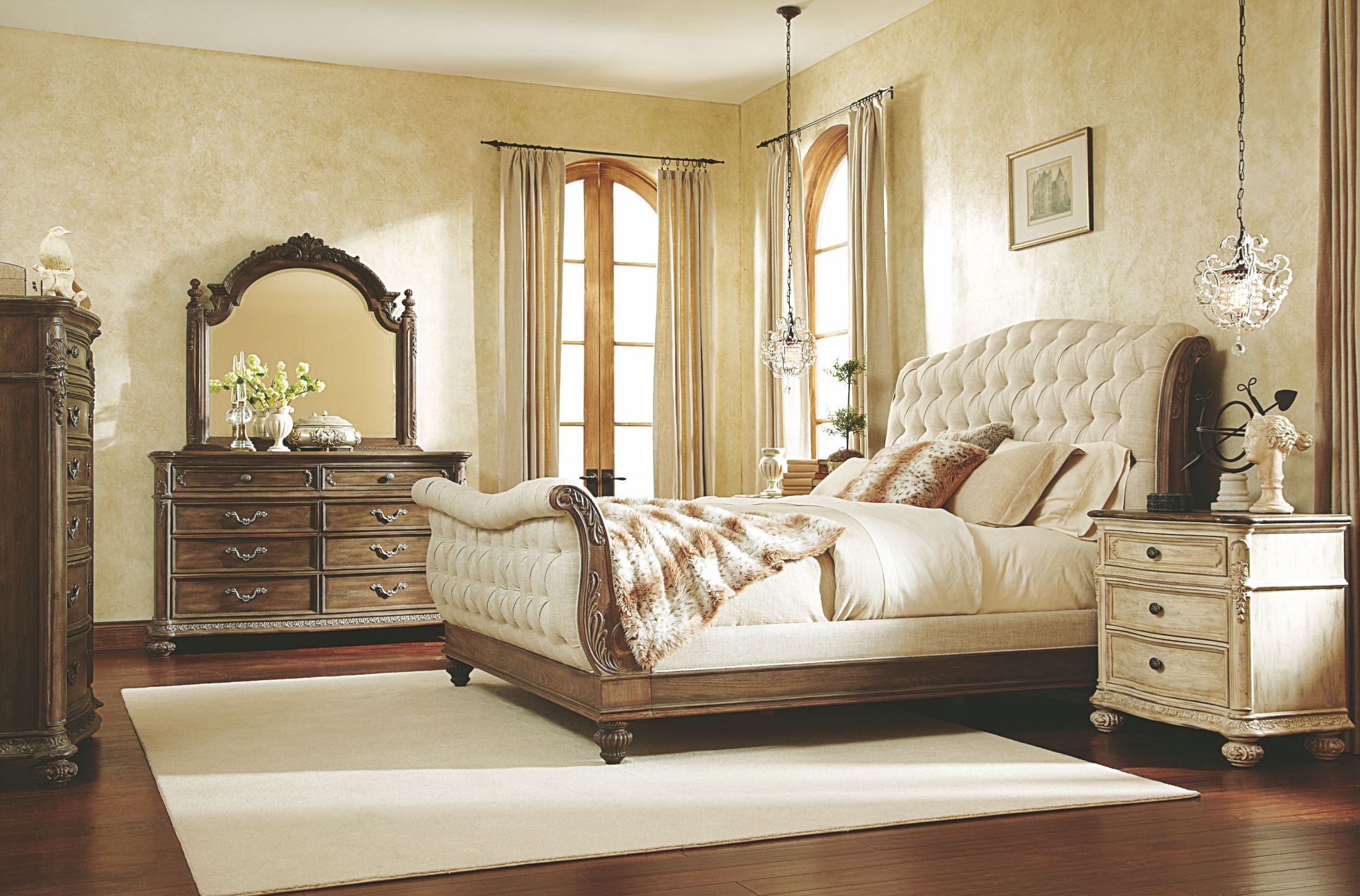 American Drew Jessica Mcclintock Boutique Baroque Cal King Sleigh King Sleigh Bed A Gallery 1 Jessica Mcclintock Boutique Baroque Cal 2