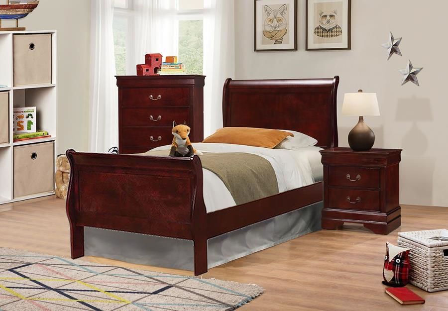 Louis Philippe Cherry Twin Sleigh Bed 1StopBedrooms.