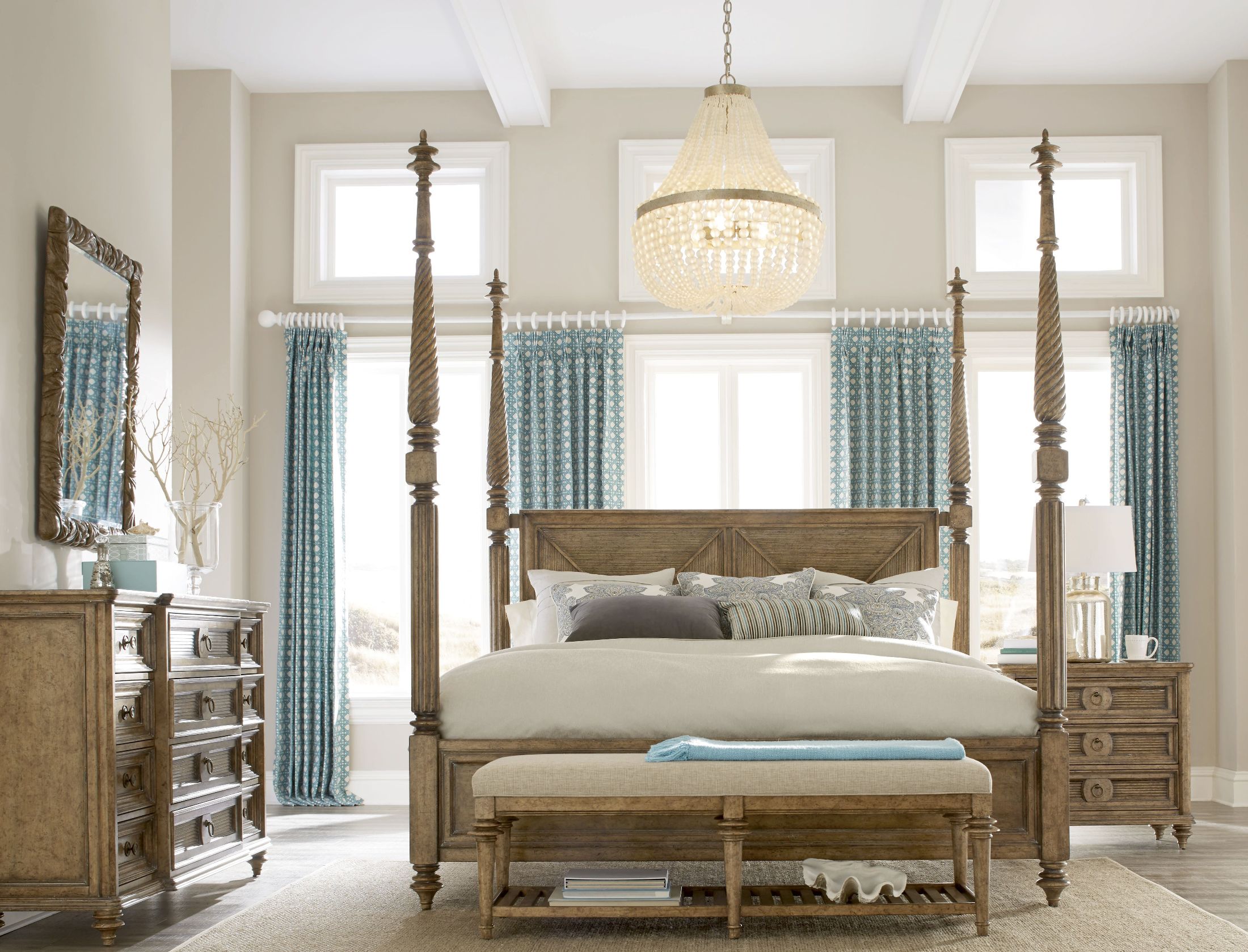 A R T Pavilion Brown Cal King Poster Bed With Posts King Poster Bed With Posts A Gallery 3