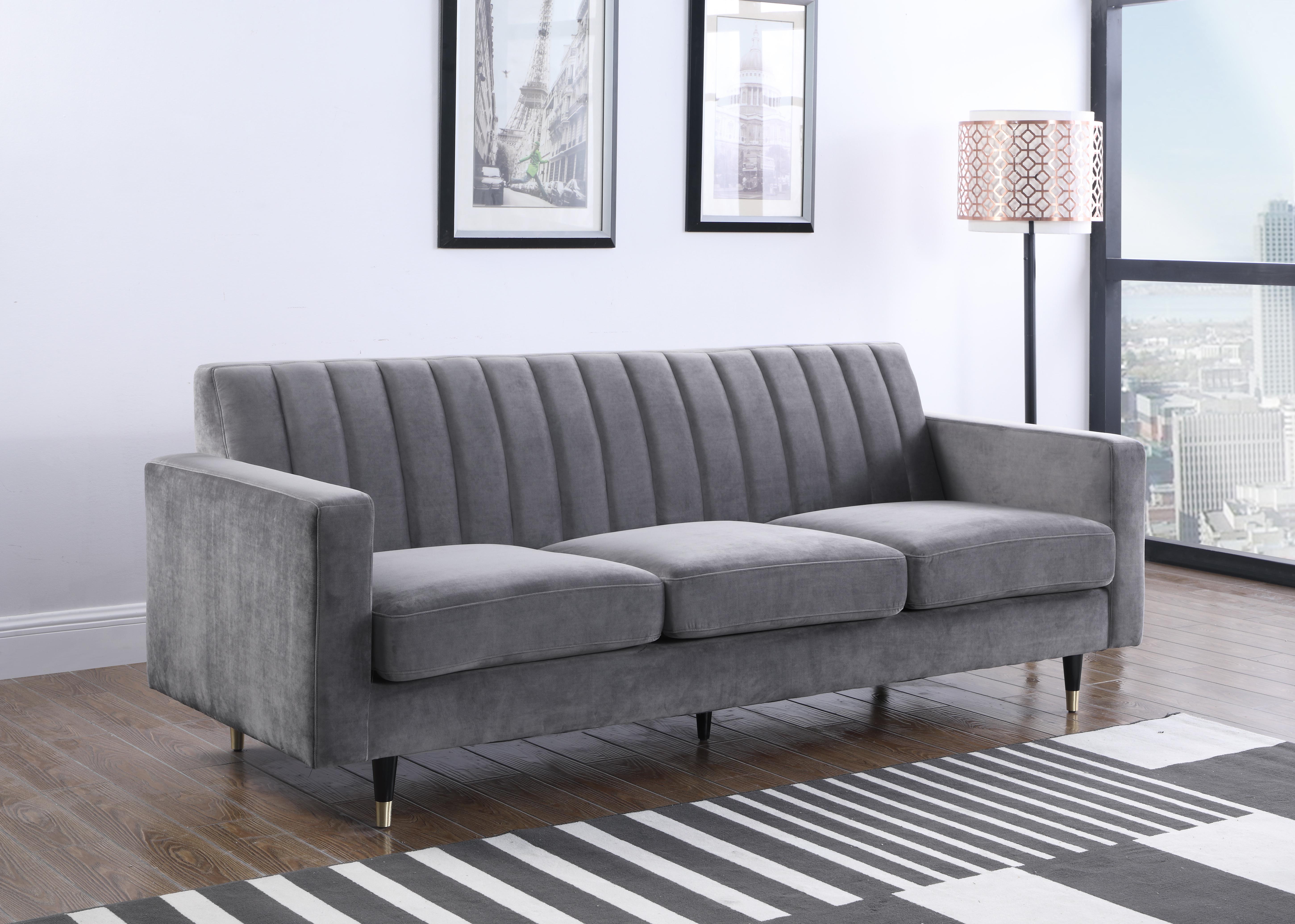 Meridian Lola Grey Velvet Sofa - 1StopBedrooms.