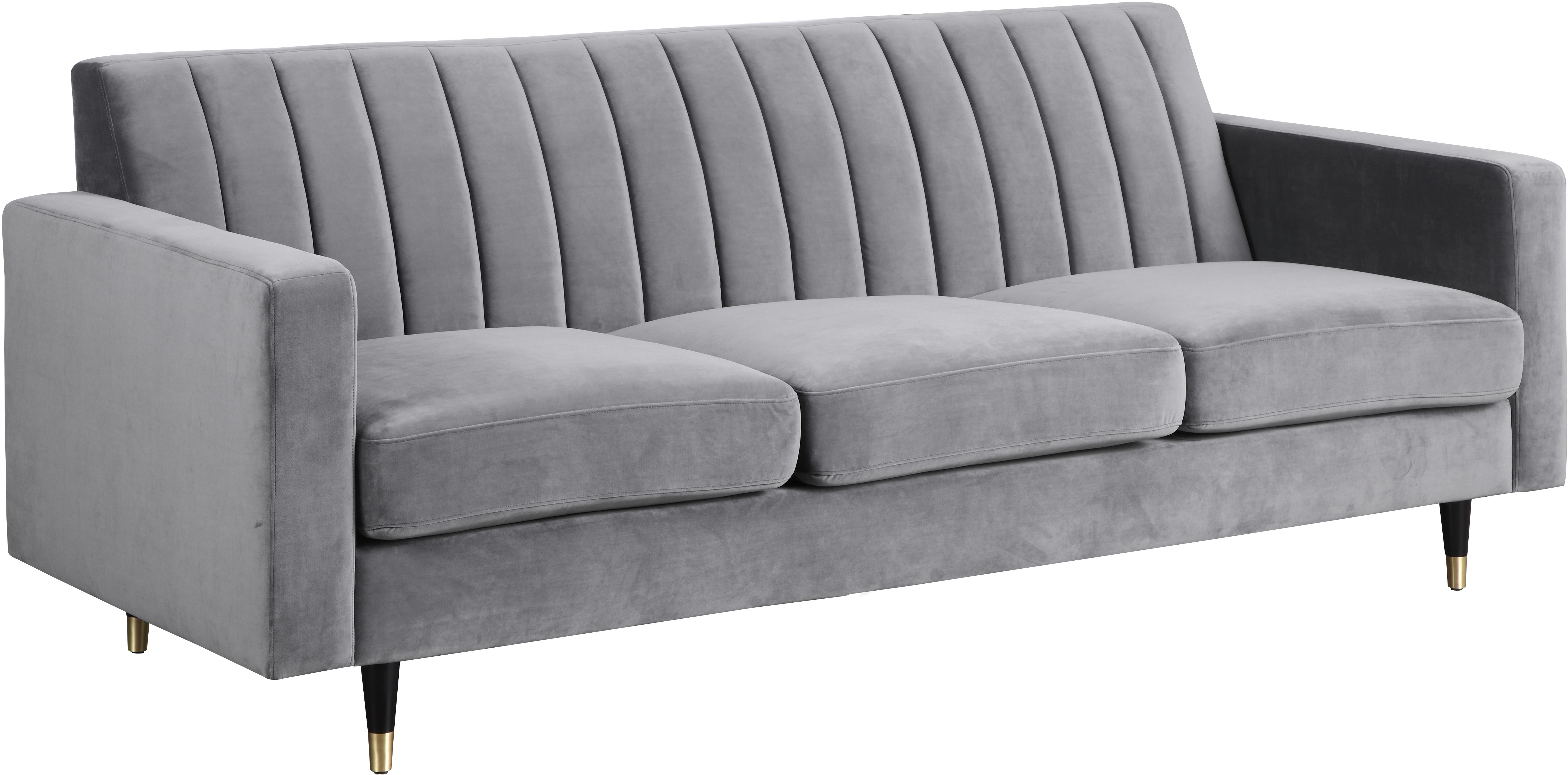 Meridian Lola Grey Velvet Sofa - 1StopBedrooms.