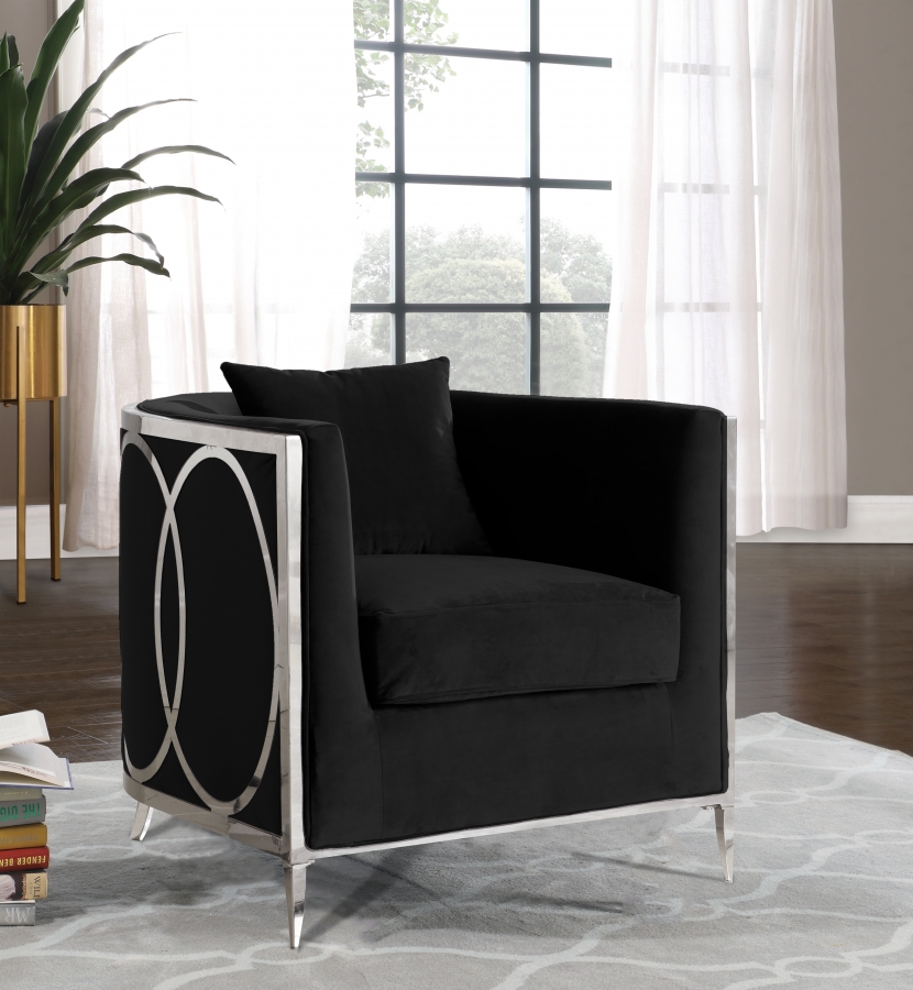 Meridian Circa Black Velvet Accent Chair - 1StopBedrooms.