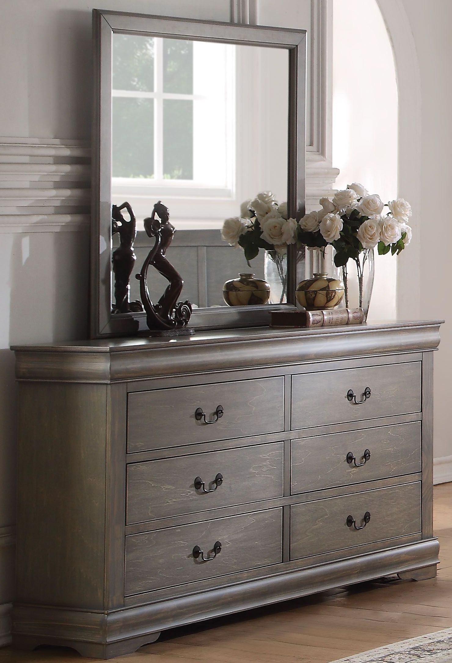 Louis Philippe Antique Gray Sleigh Bedroom Set ...