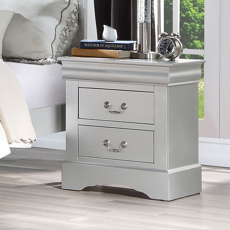 Louis Philippe III Nightstand (Platinum) - 1StopBedrooms.