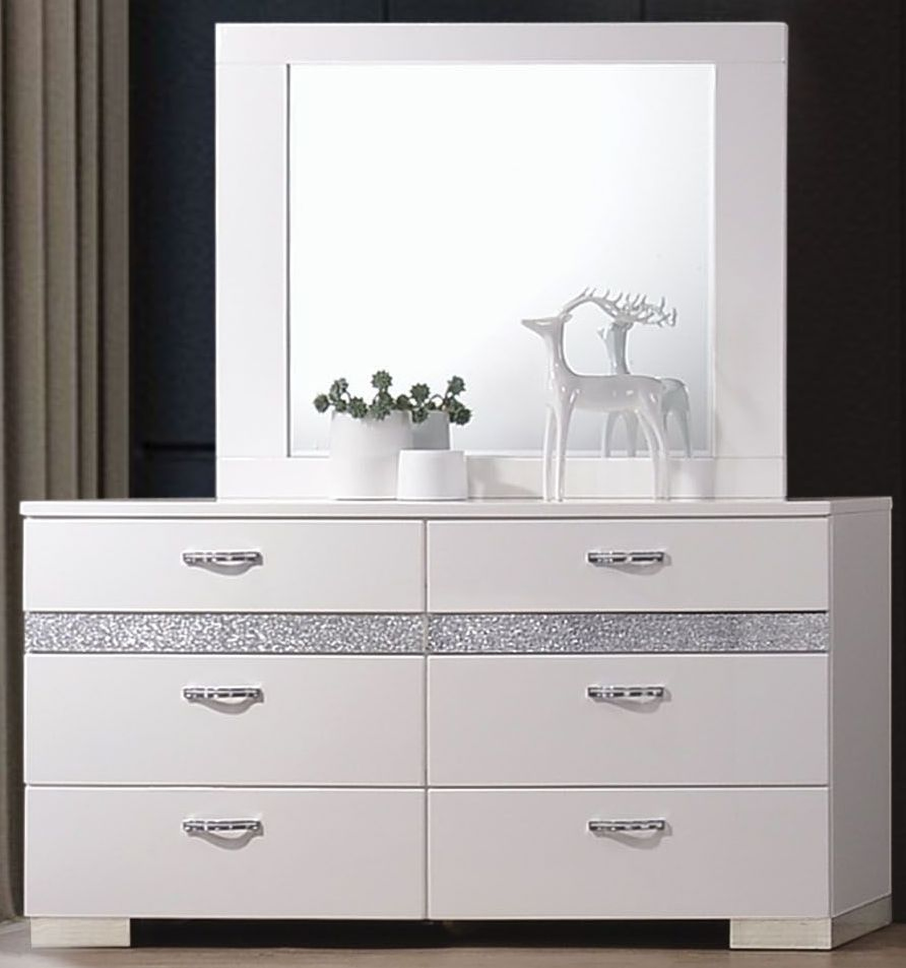 Naima Ii White High Gloss Dresser 1StopBedrooms.