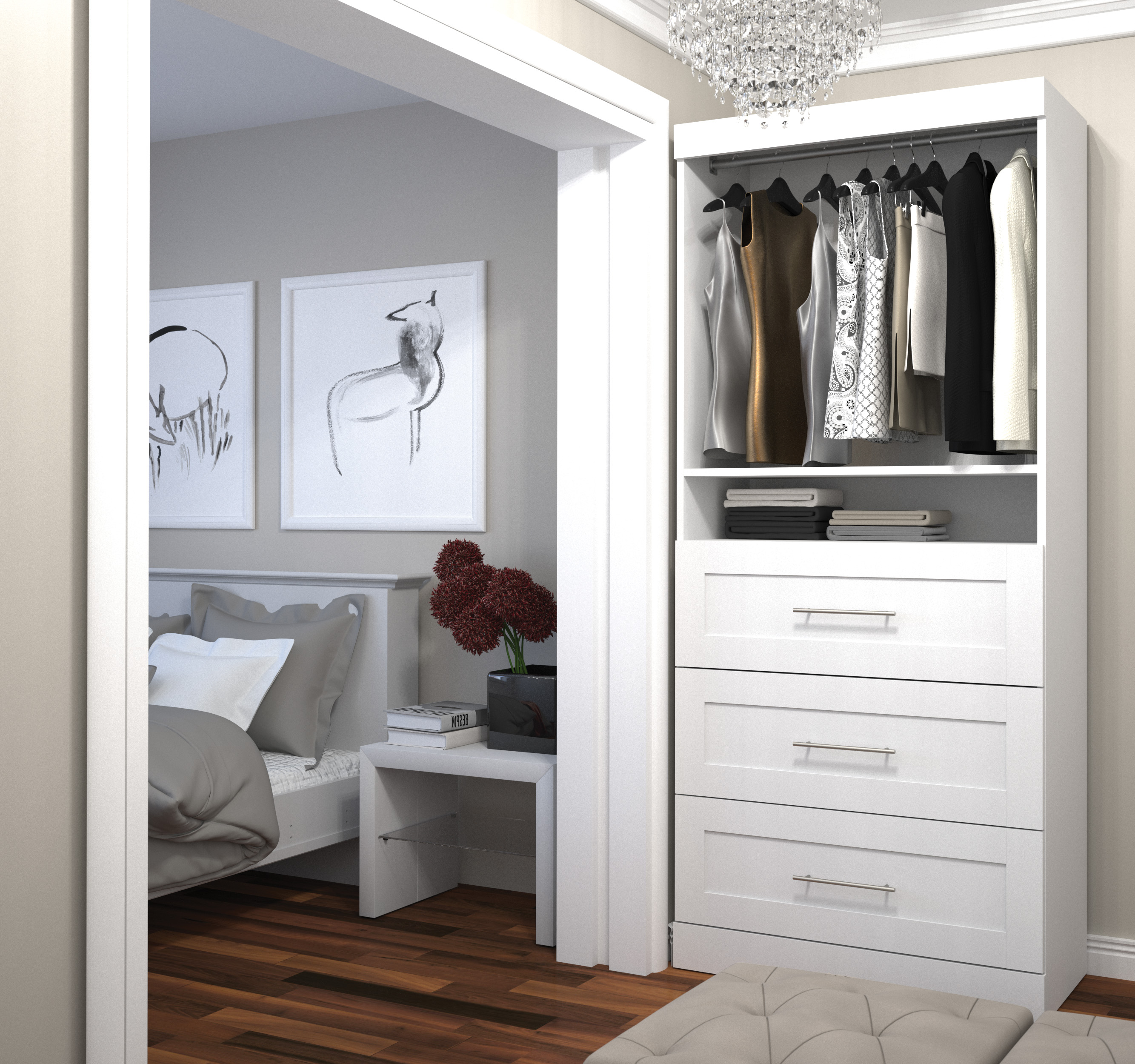 26872 Pure White 36" 3 Drawer Storage Unit - 1StopBedrooms.