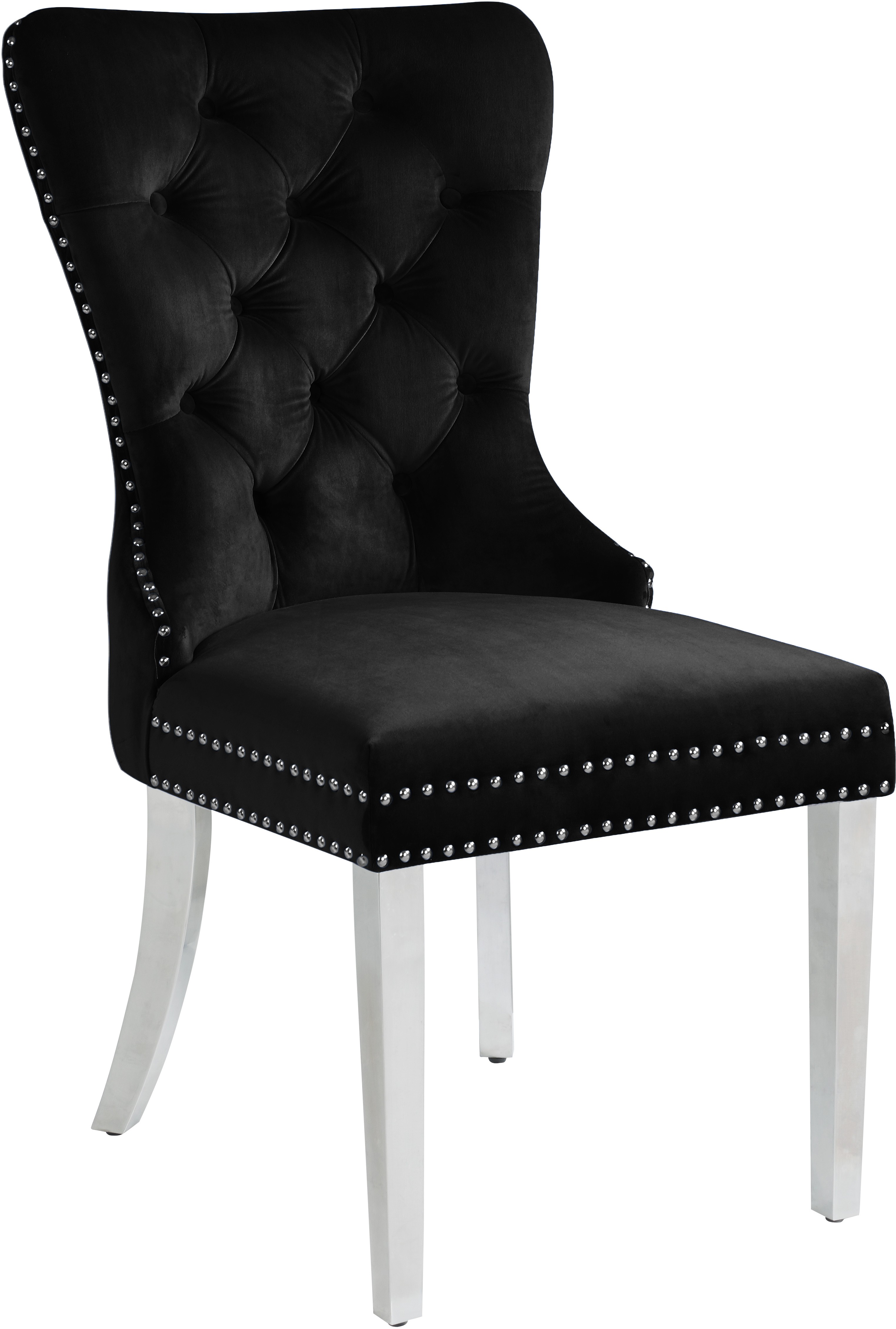 Carmen Black Velvet Dining Chair (Set of 2) 743Black-C - 1StopBedrooms.