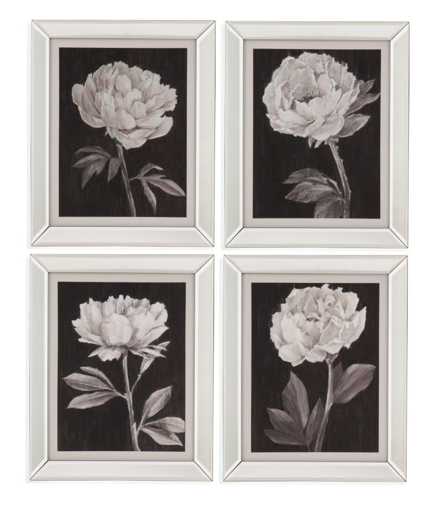 4 PC Black and White Flowers Framed Art - 1StopBedrooms.