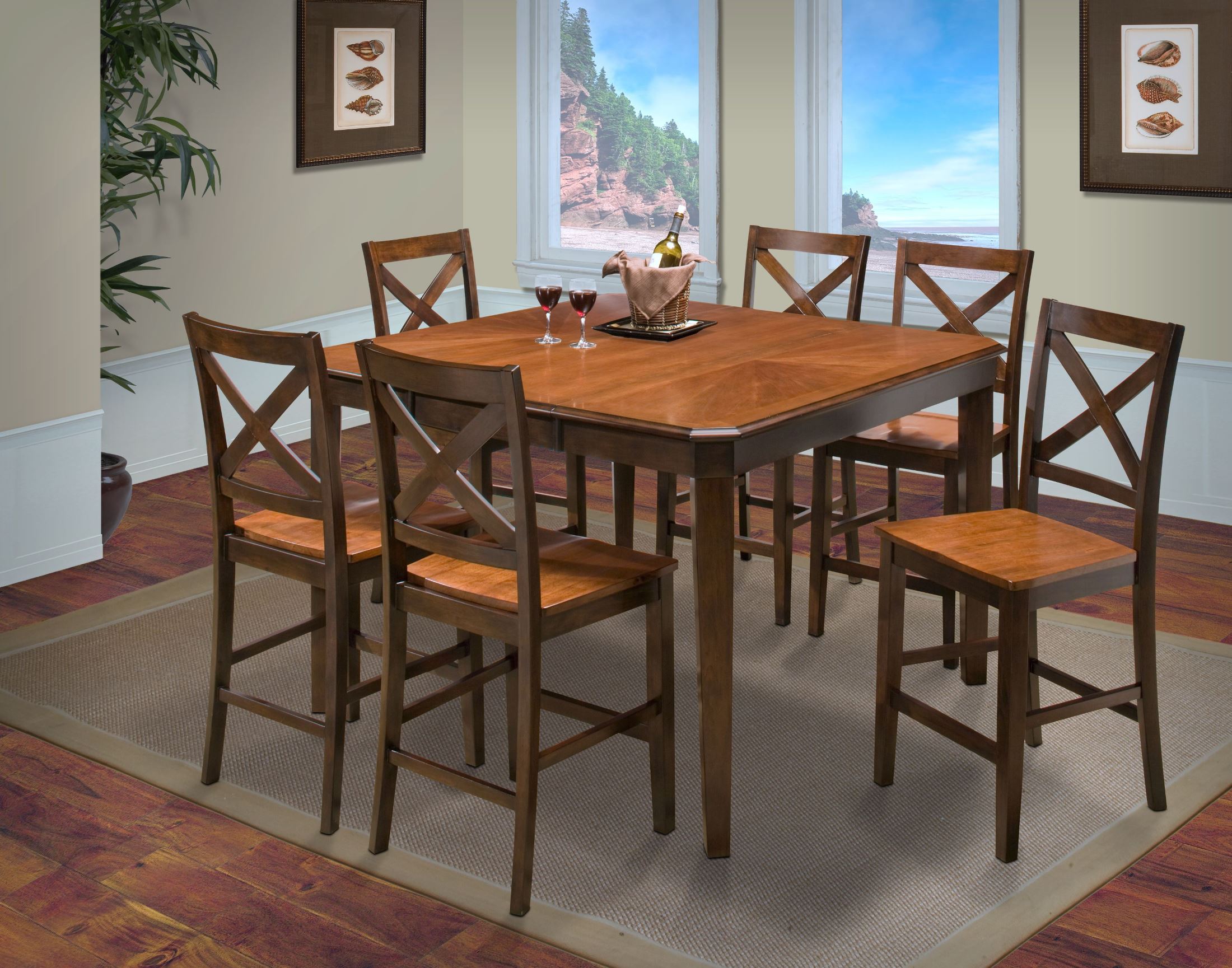 Latitudes Ginger African Chestnut Cut Corner Counter Height Dining Room Set