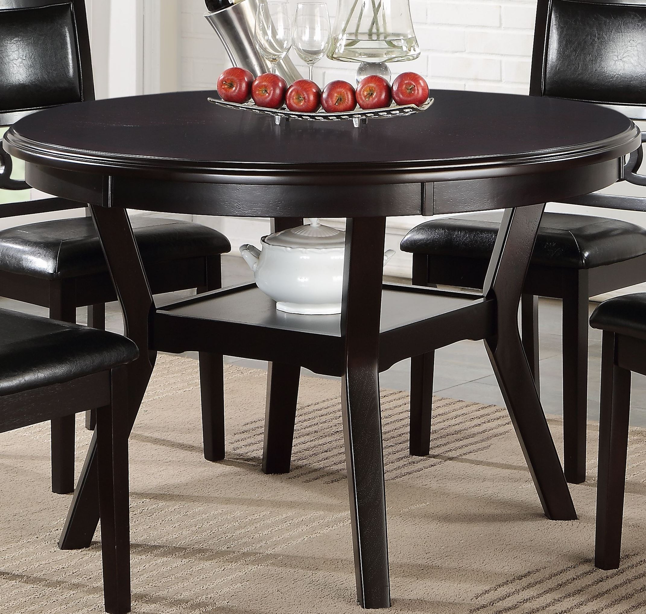 5 Pcs Gia Ebony Round Dining Table Set