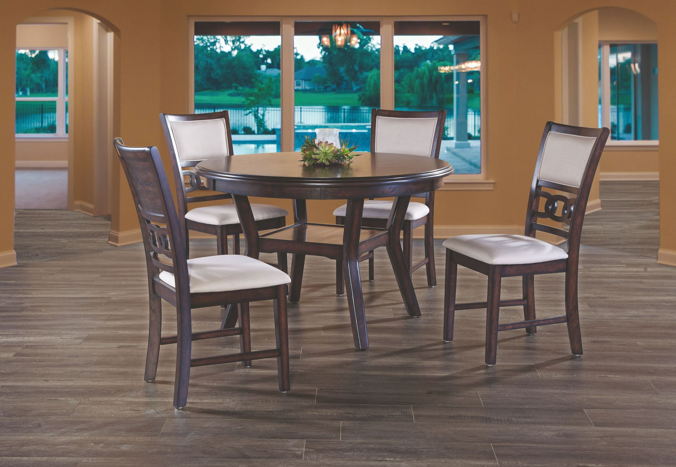 Gia Cherry 5 Piece Round Dining Room Set 1stopbedrooms